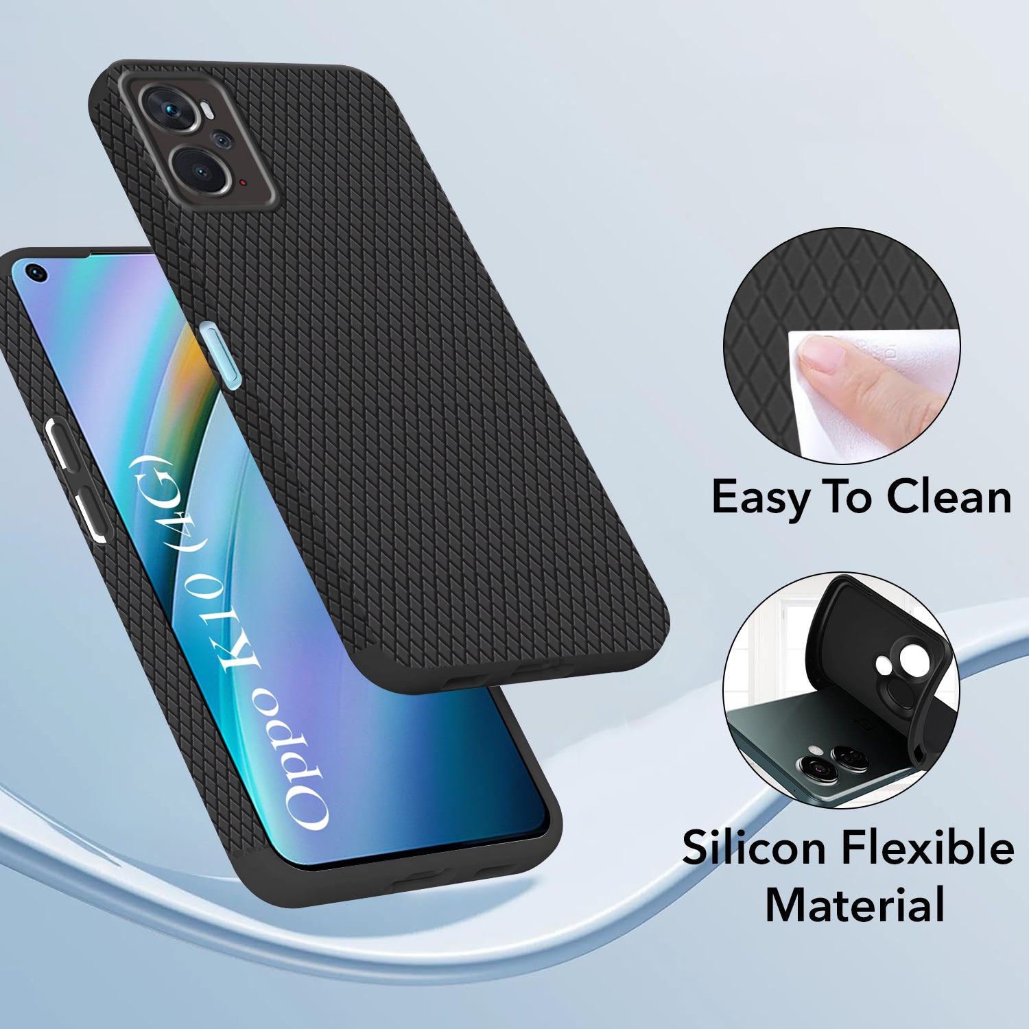 For Oppo K10 Back Cover Case (Liquid Silicone | Side Grip | Camera Protection)