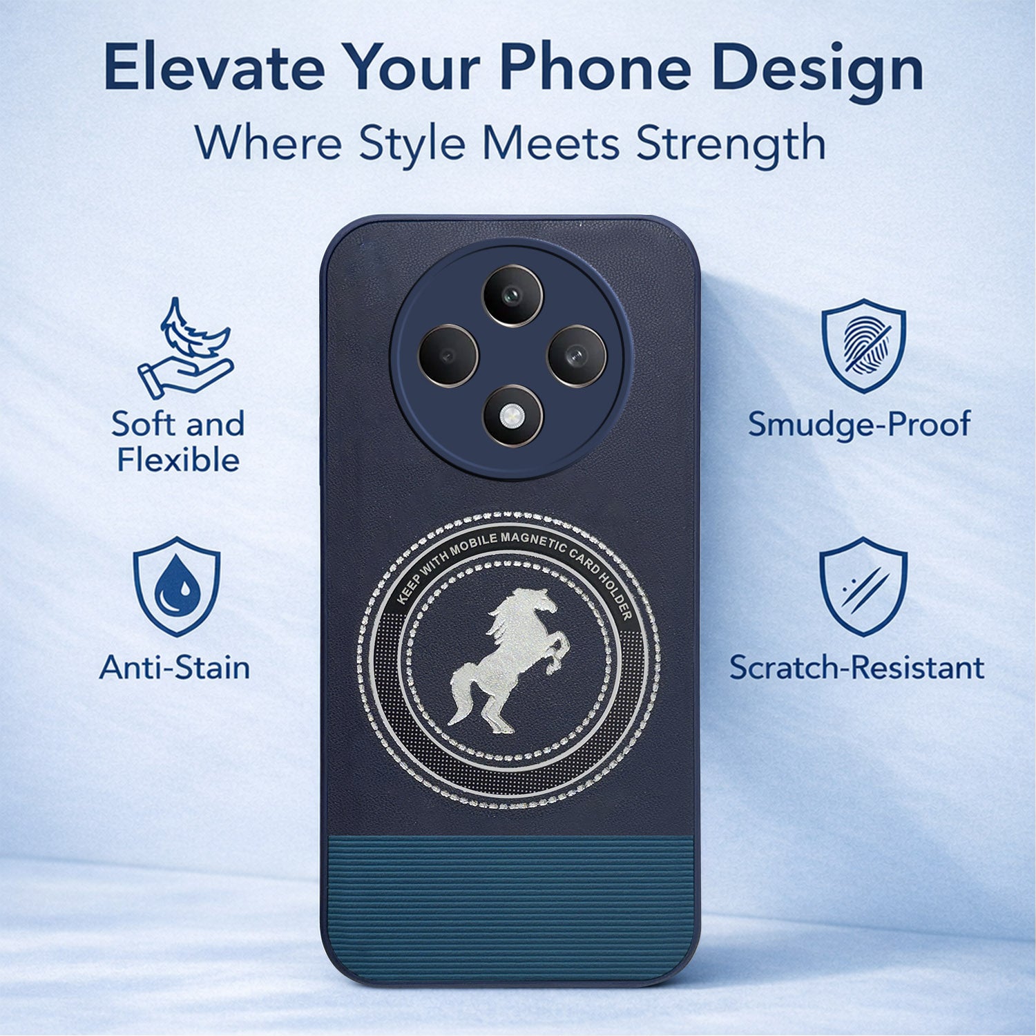 For  Oppo Reno 12F Back Cover Case PU Leather Finish (Professional Minimalist Texture | MagSafe Compatile | Camera Protection | Sleek Sober Formal)