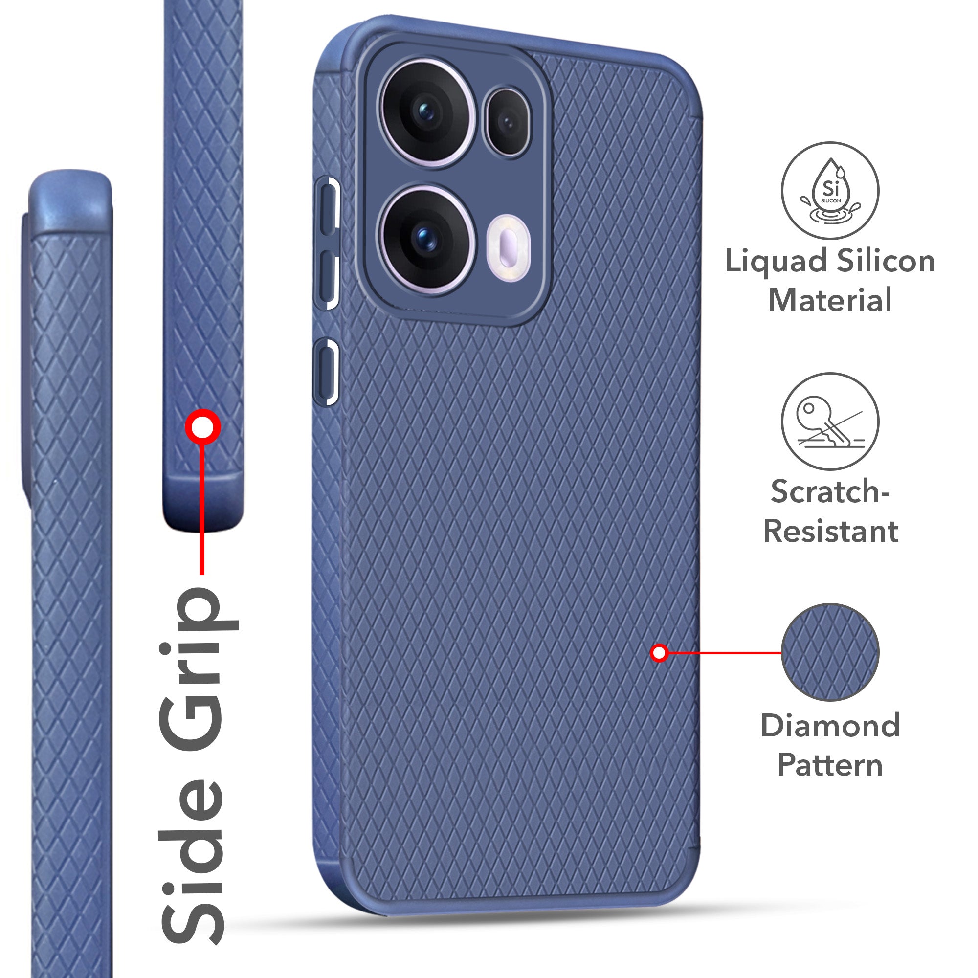 For Oppo Reno13 Pro | Oppo Reno 13 Pro Back Cover Case (Camera Protection | Side Grip Texture | Soft and Flexible)