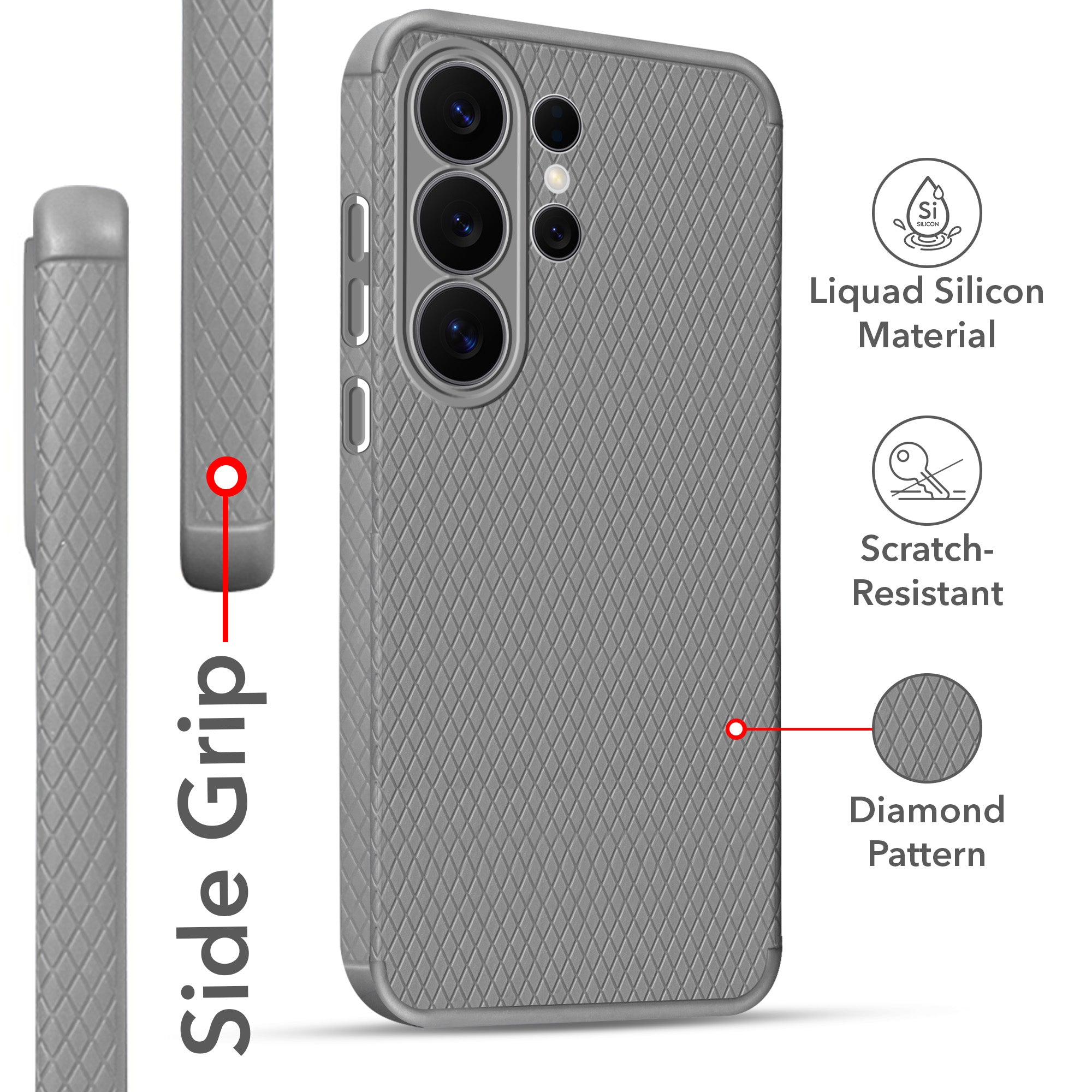For Samsung Galaxy S26 Ultra Back Cover Case Liquid Silicone (Camera Protection | Side Grip Texture | Soft and Flexible)