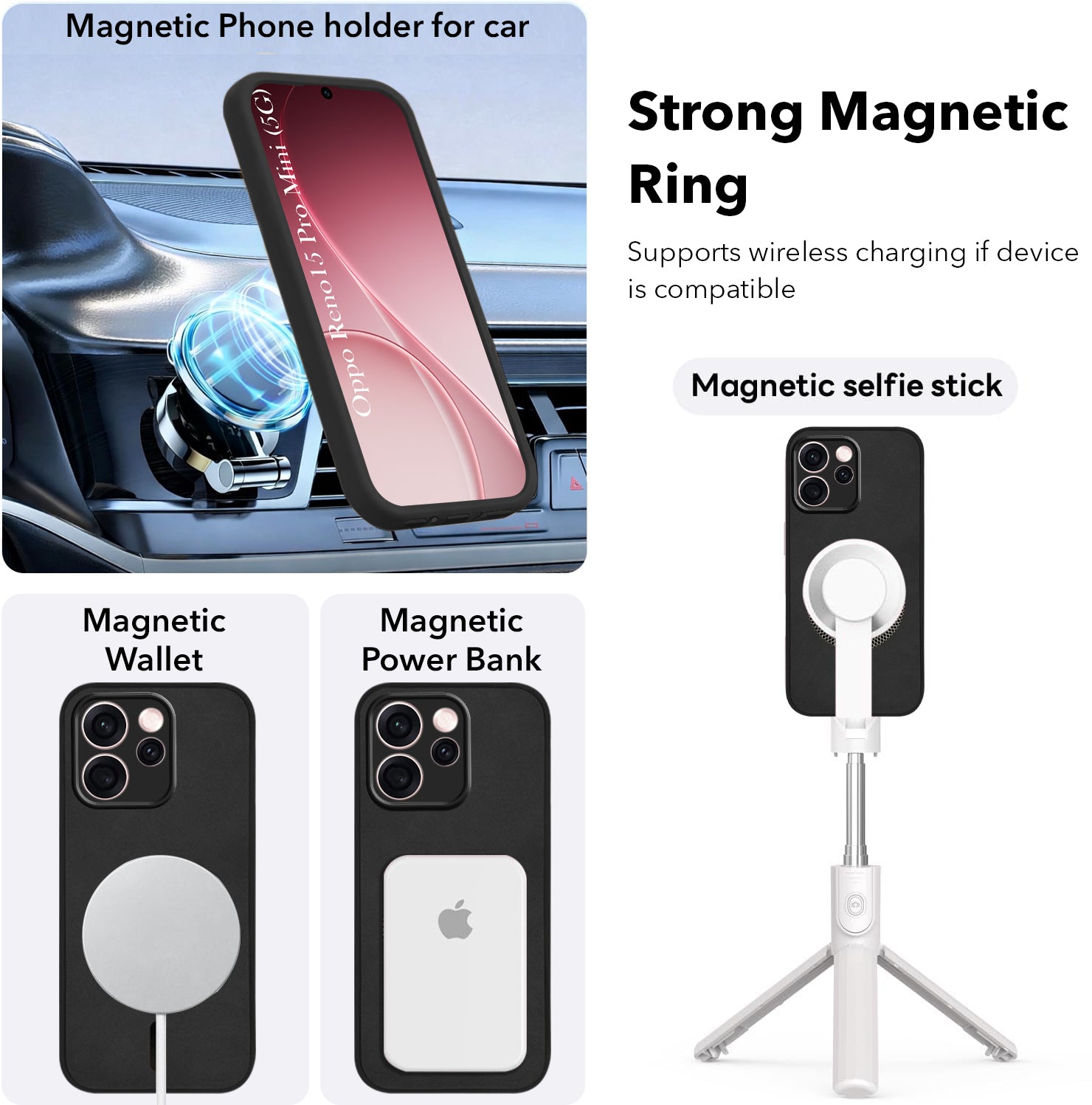 For Oppo Reno15 Pro Mini 5G | Oppo Reno 15 Pro Mini 5G Back Cover Case  Leather Finish  (MagSafe Compatible Wireless Charging | Soft Touch | Camera Bump Protection)