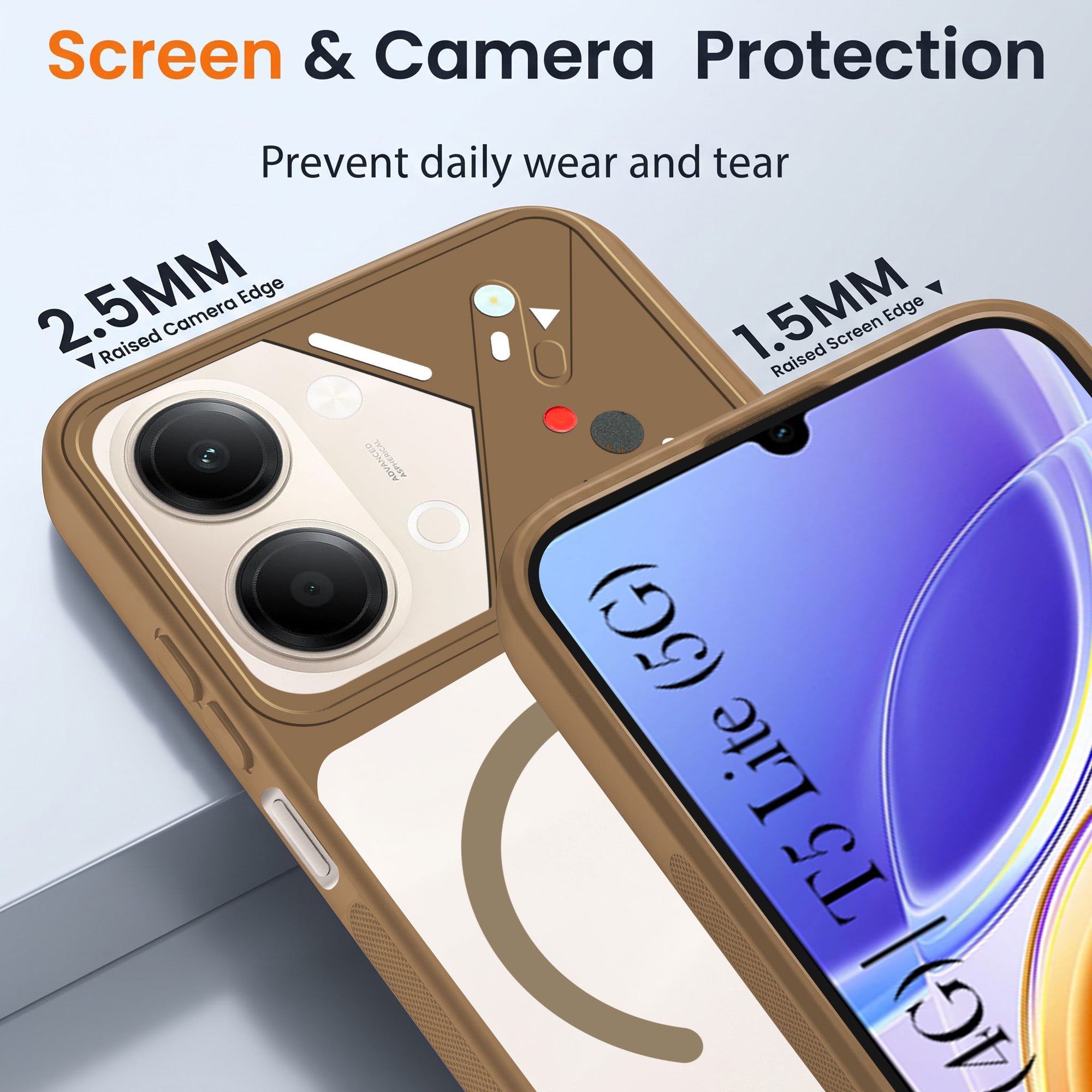For Vivo Y05 4G | Vivo T5 Lite 5G Back Cover Case Lifetime Anti-Yellow Clear (Camera Protection | Side Grip | Wireless MagSafe Compatible)