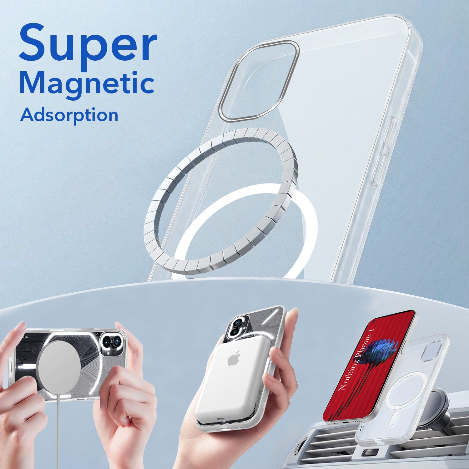 For Nothing Phone 1 Back Cover Case Lifetime Anti-Yellow MagSafe Compatible Clear (Sleek Hard Crystal | Shockproof and Camera Protection)