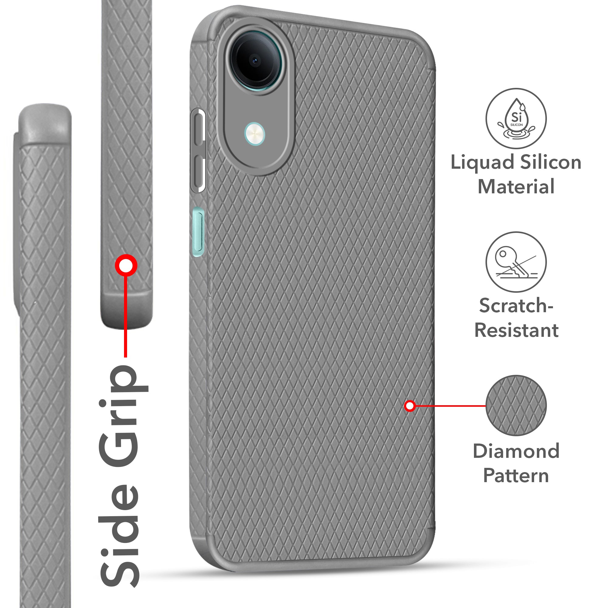 For Vivo T5e 4G Back Cover Case Liquid Silicone (Camera Protection | Side Grip Texture | Soft and Flexible)