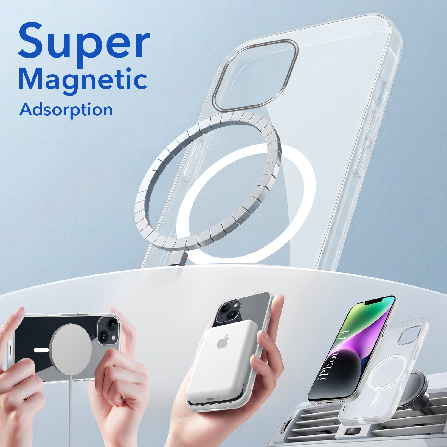 For Apple iPhone 14 Back Case Cover Lifetime Anti-Yellow MagSafe Compatible Clear (Sleek Hard Crystal | Camera Protection and Shockproof)