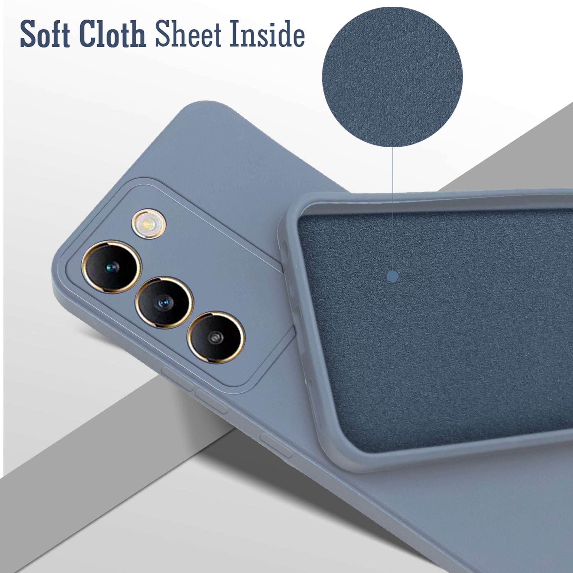 For Vivo Y200e Back Cover Case (Matte Finish Silicone with Inside Fiber Cloth)