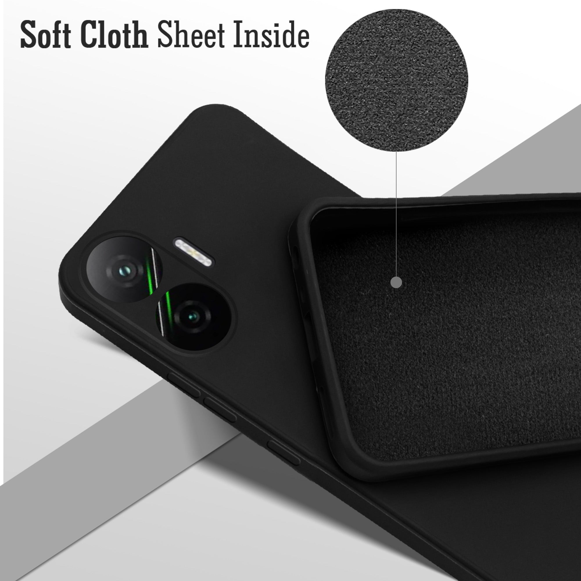 For Xiaomi Poco F7 5G Back Cover Case (Matte Finish Silicone with Inside Fiber cloth)