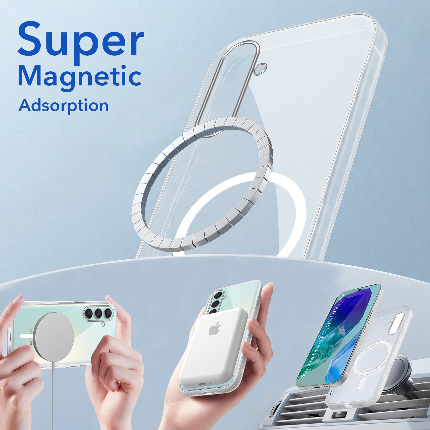 For Samsung Galaxy M55 5G | F55 5G | M55s 5G  Back Cover Case Lifetime Anti-Yellow MagSafe Compatible Clear (Sleek Hard Crystal | Shockproof and Camera Protection)