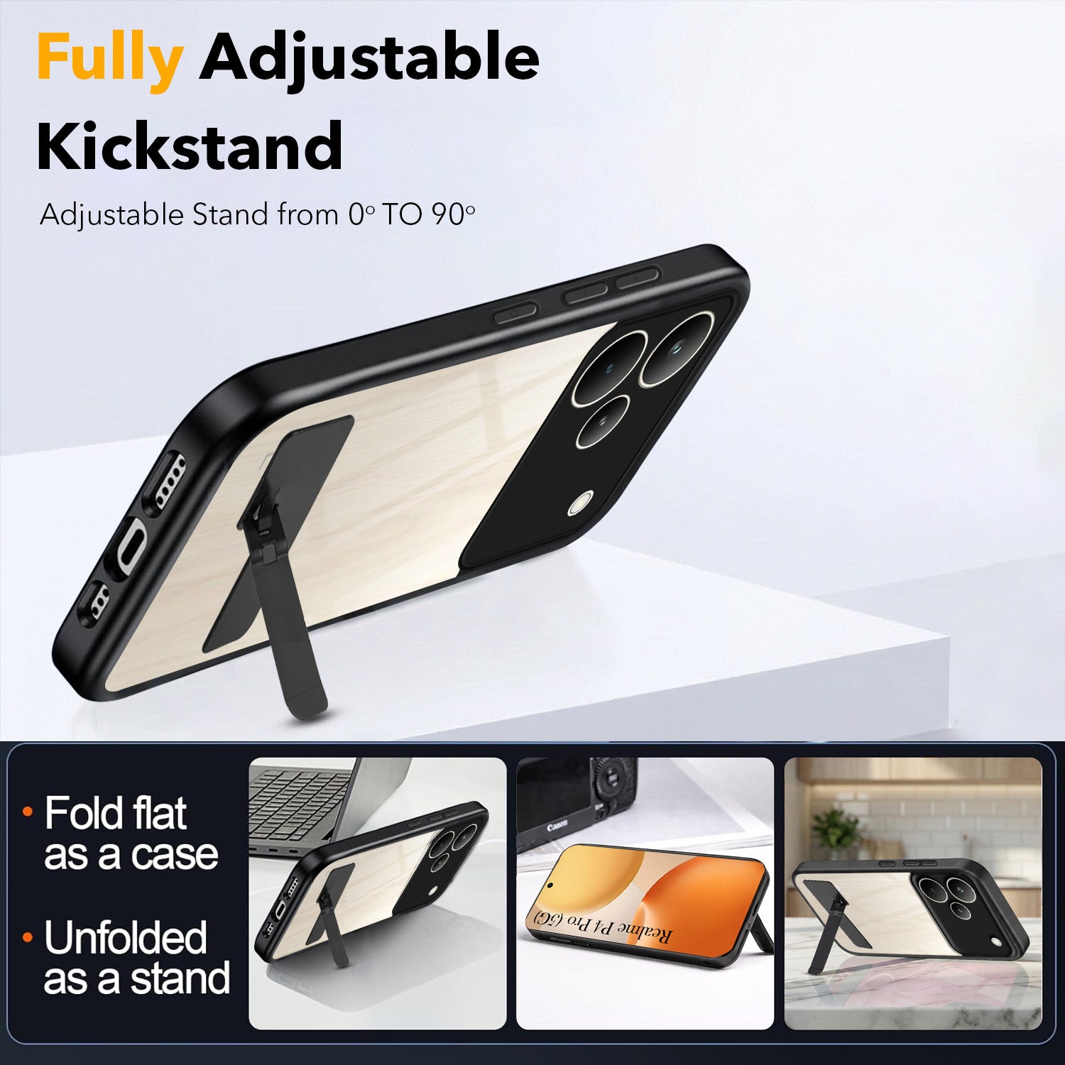 For Realme P4 Pro Back Cover Case (Built-in Stand | Lifetime Anti Yellow | Kickstand Shockproof | Camera Protection | MagSaFe Compatible)