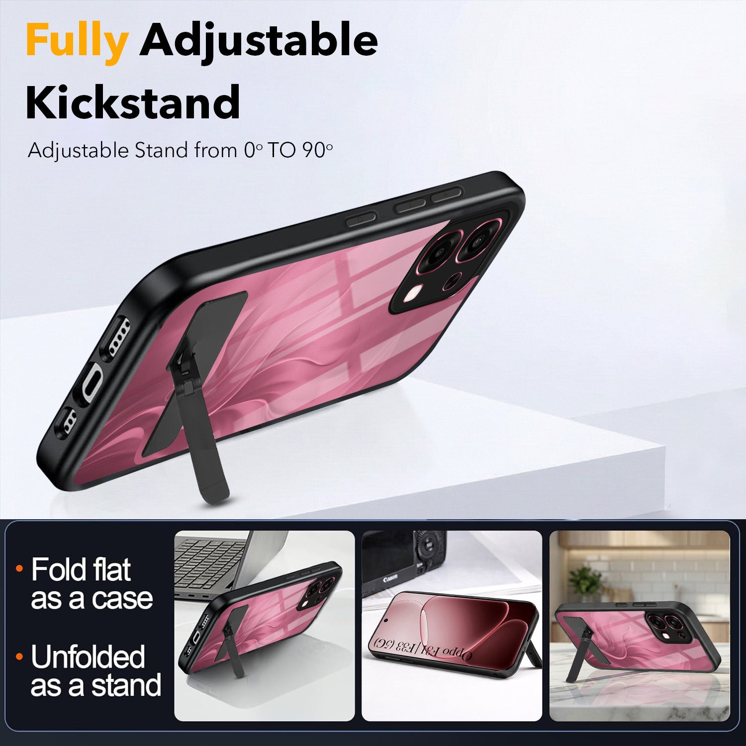 For Oppo F31 5G | Oppo F33 5G Back Cover Case (Built-in Stand | Lifetime Anti Yellow | Kickstand Shockproof | Camera Protection | MagSafe Compatible)