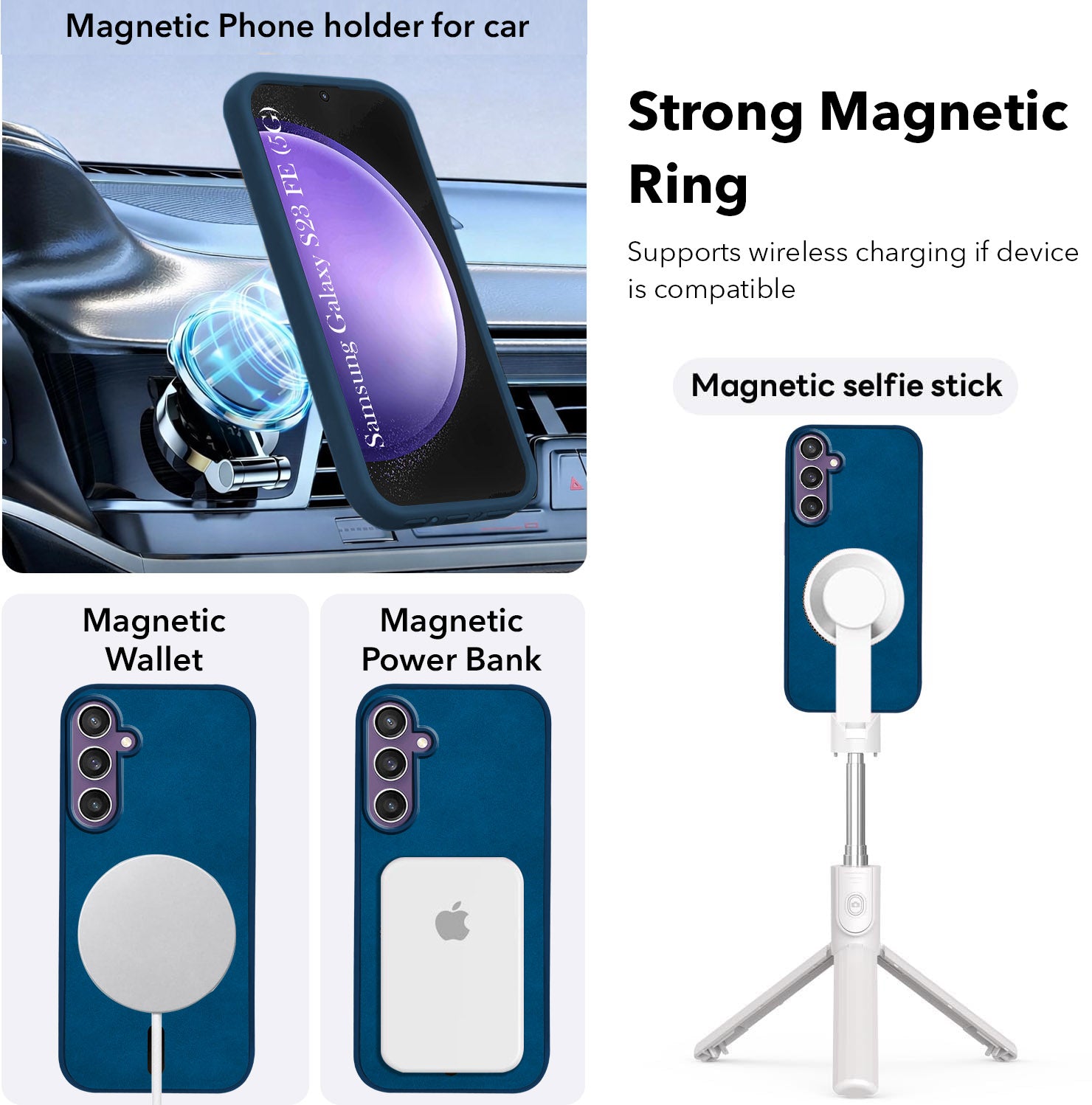 For Samsung Galaxy S23 FE 5G Back Cover Case Leather Finish (MagSafe Compatible Wireless Charging | Soft Touch | Camera Bump Protection)