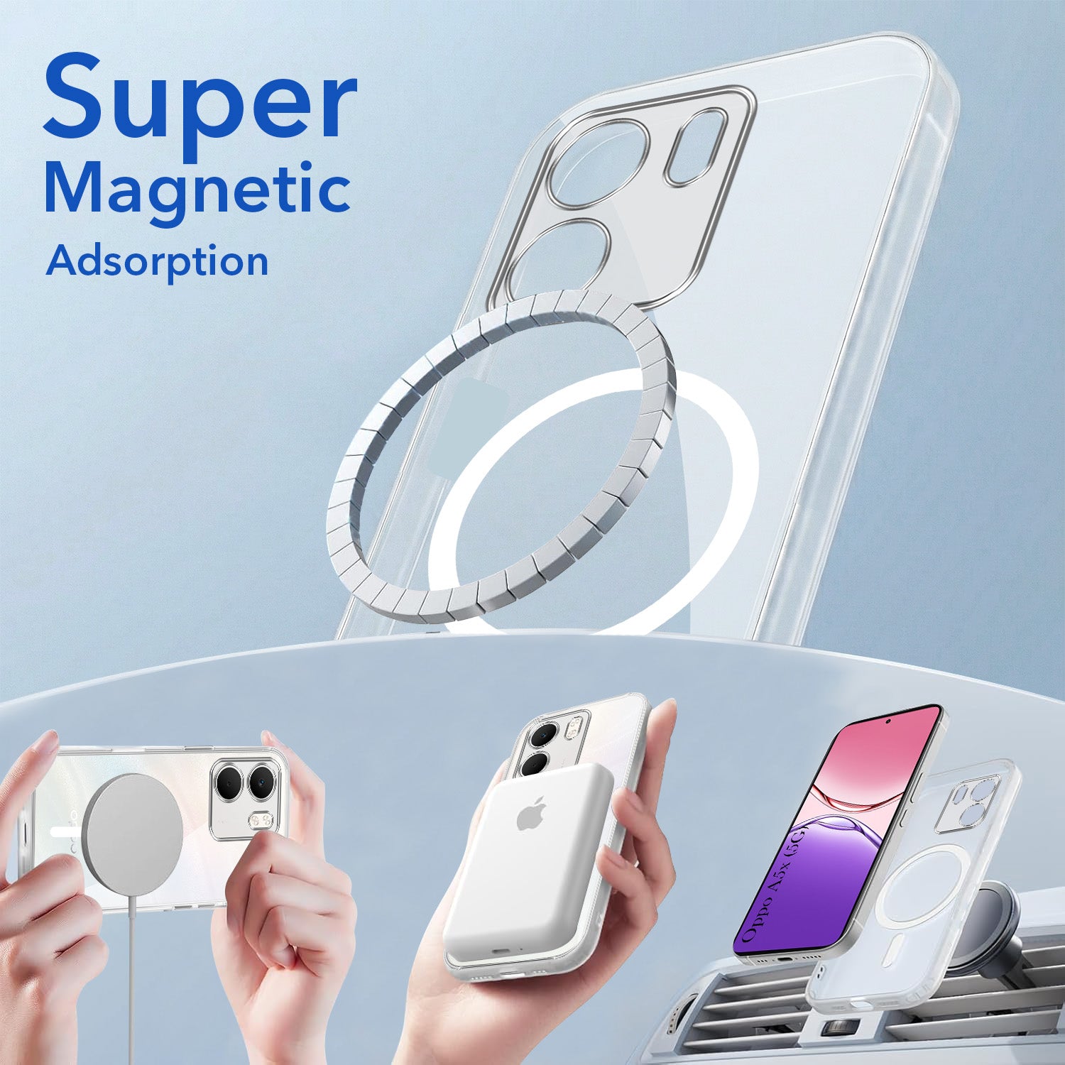 For Oppo A5X Back Cover Case Lifetime Anti-Yellow MagSafe Compatible Clear (Sleek Hard Crystal | Shockproof and Camera Protection)