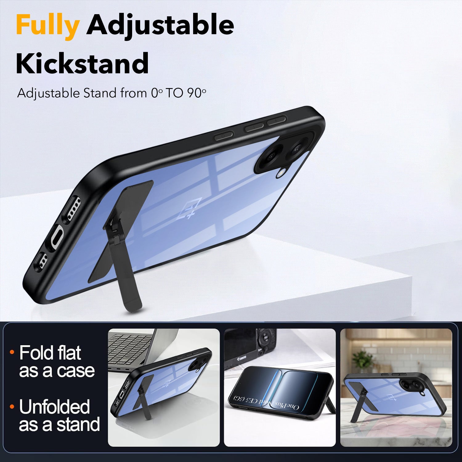 For Oneplus Nord CE 5 Back Cover Case (Built-in Stand | Lifetime Anti Yellow | Kickstand Shockproof | Camera Protection | MagSafe Compatible)