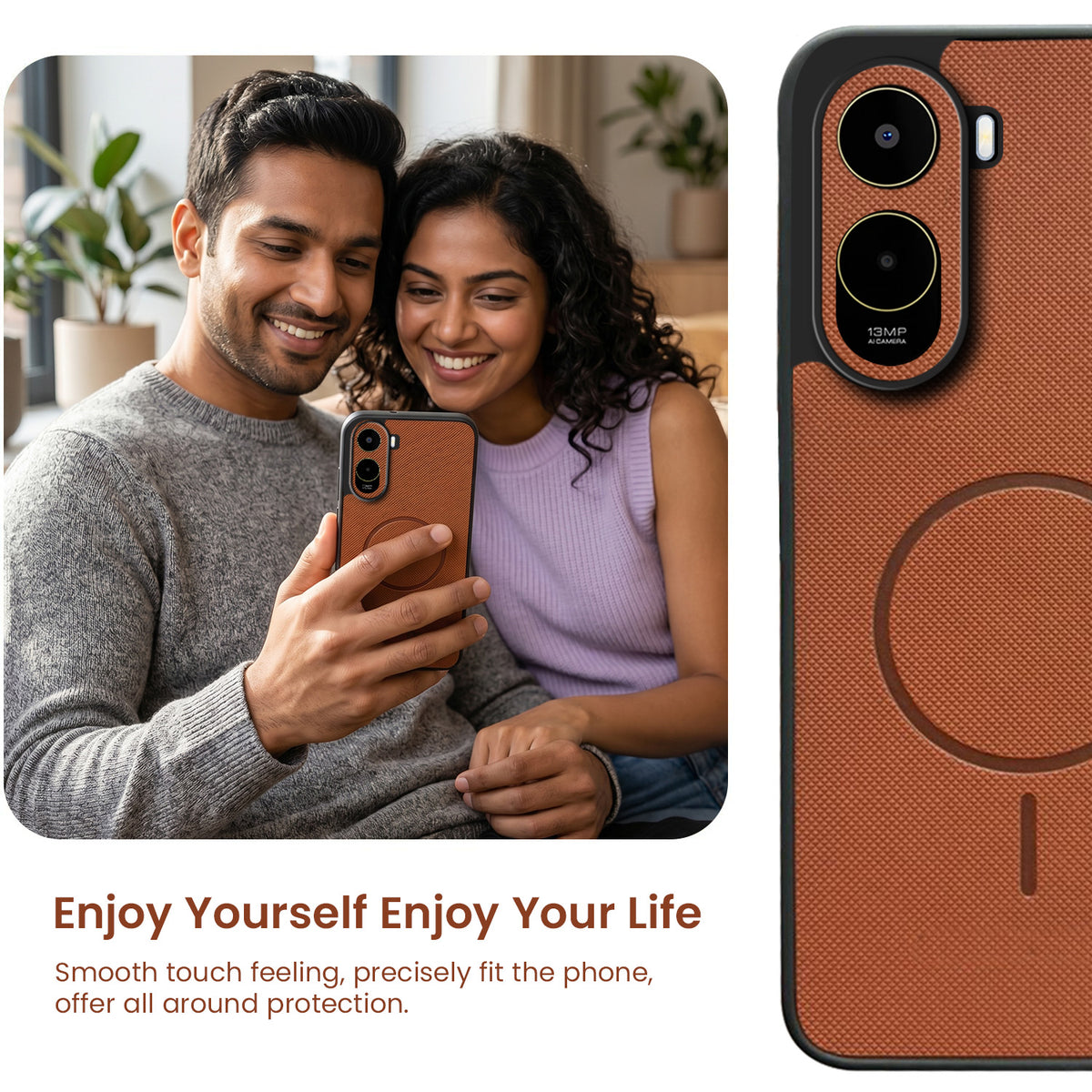 For Poco C81 5G Back Cover Case PU Leather (Texture Grip Design | Professional Minimalist | Camera Protection | Soft and Flexible)