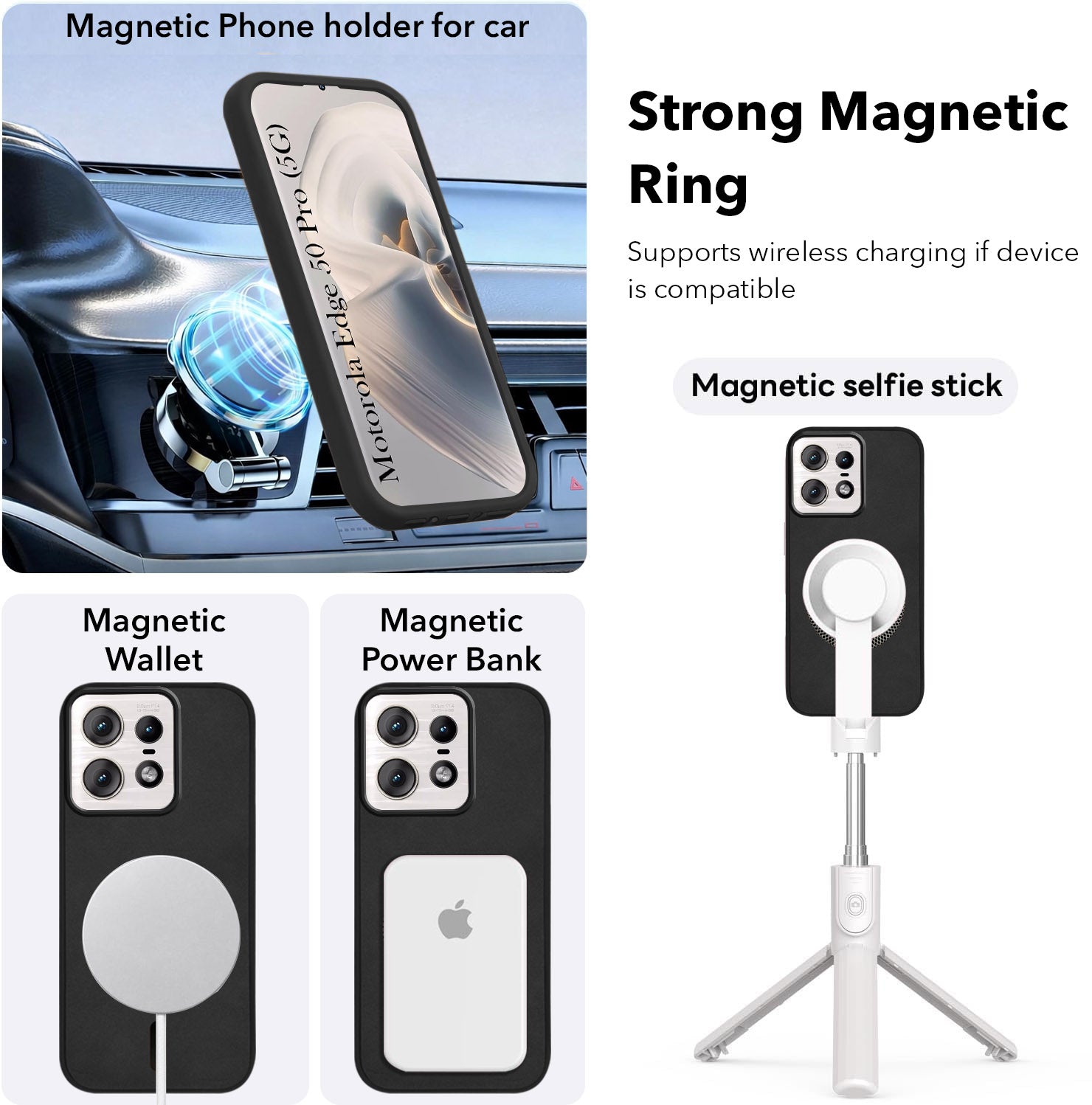 For Motorola Moto Edge 50 Pro Back Cover Case Leather Finish(MagSafe Compatible Wireless Charging | Soft Touch | Camera Bump Protection)