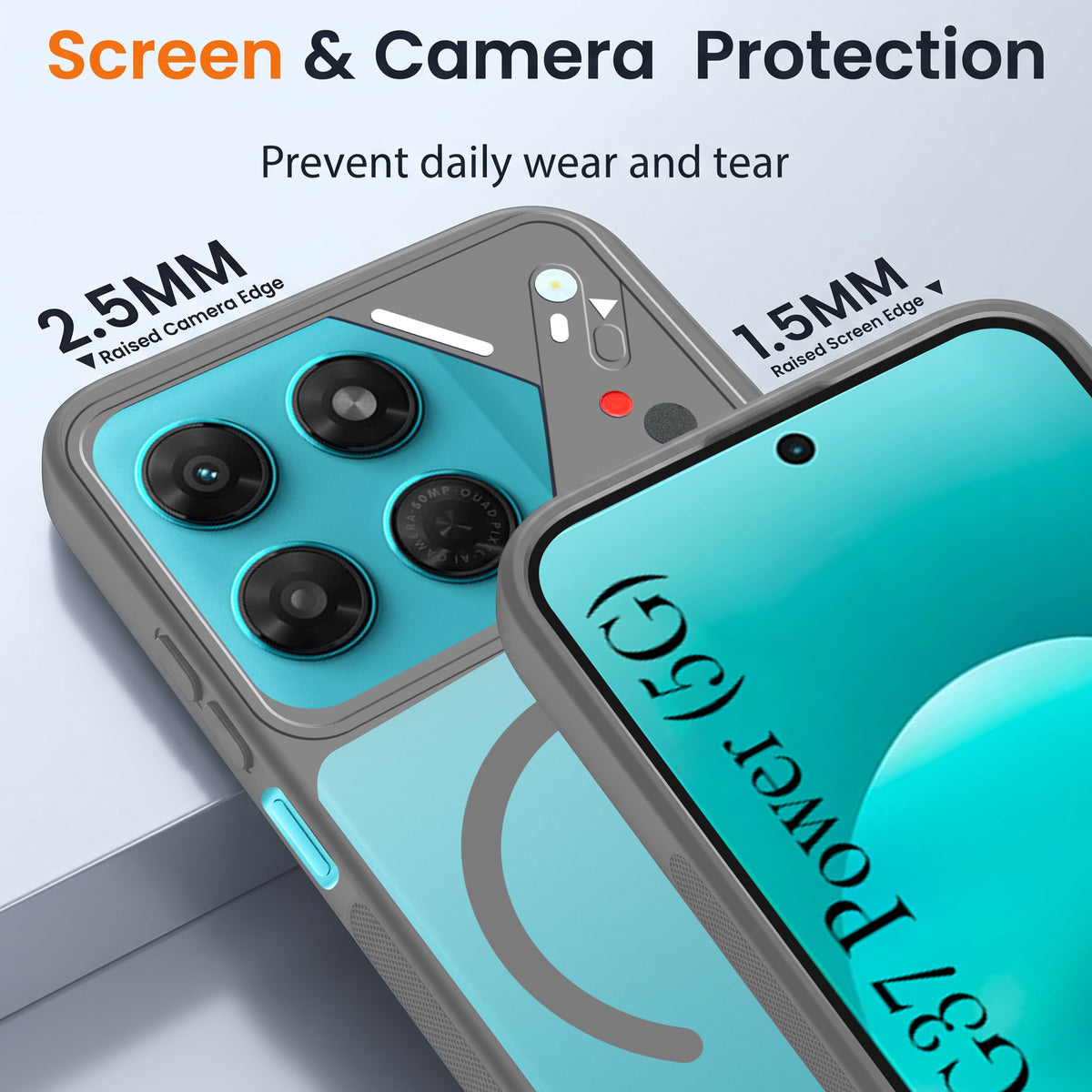 For Motorola Moto G37 Power Back Cover Case Lifetime Anti-Yellow Clear (Camera Protection | Side Grip | Wireless MagSafe Compatible)