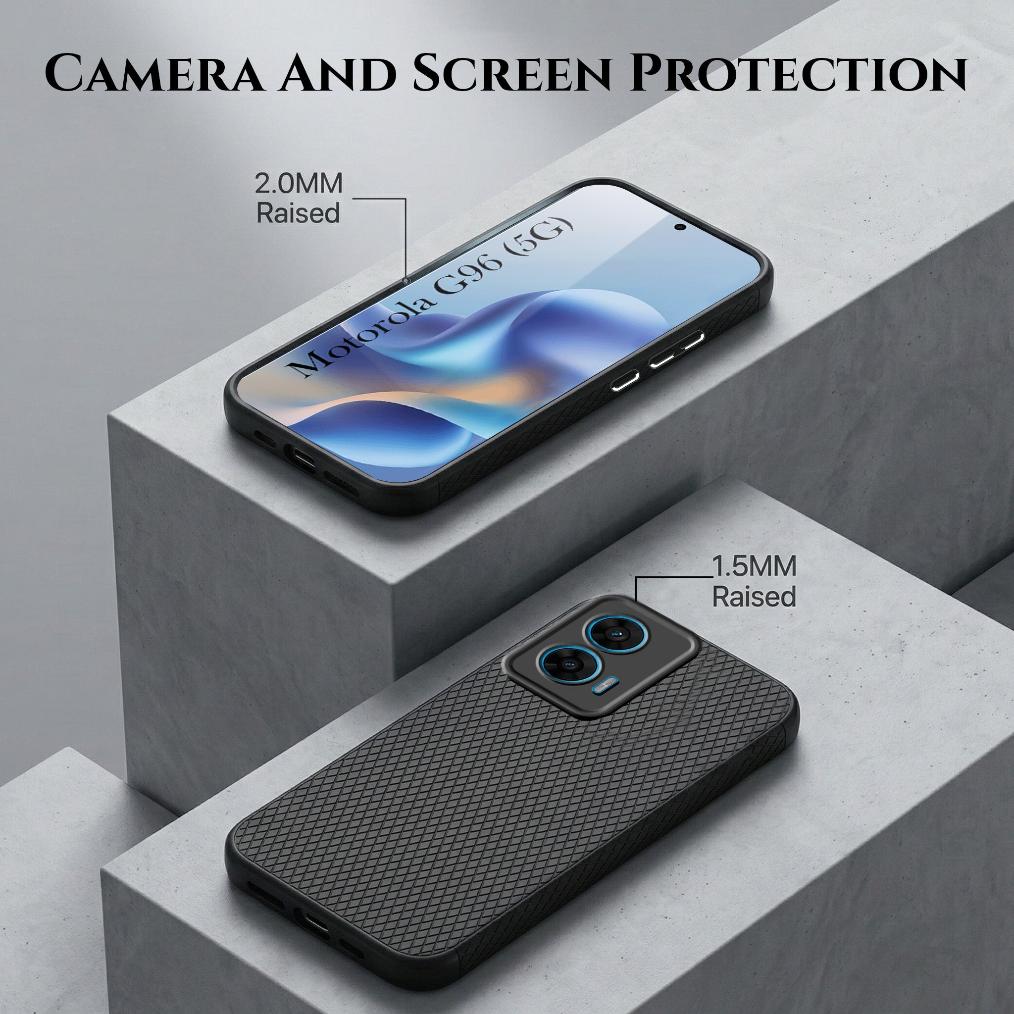 For Motorola Moto G96 Combo with Back Cover and 9H Tempered Glass (Liquid Silicone | Camera Protection | Oleophobic Coating Screen Glass)