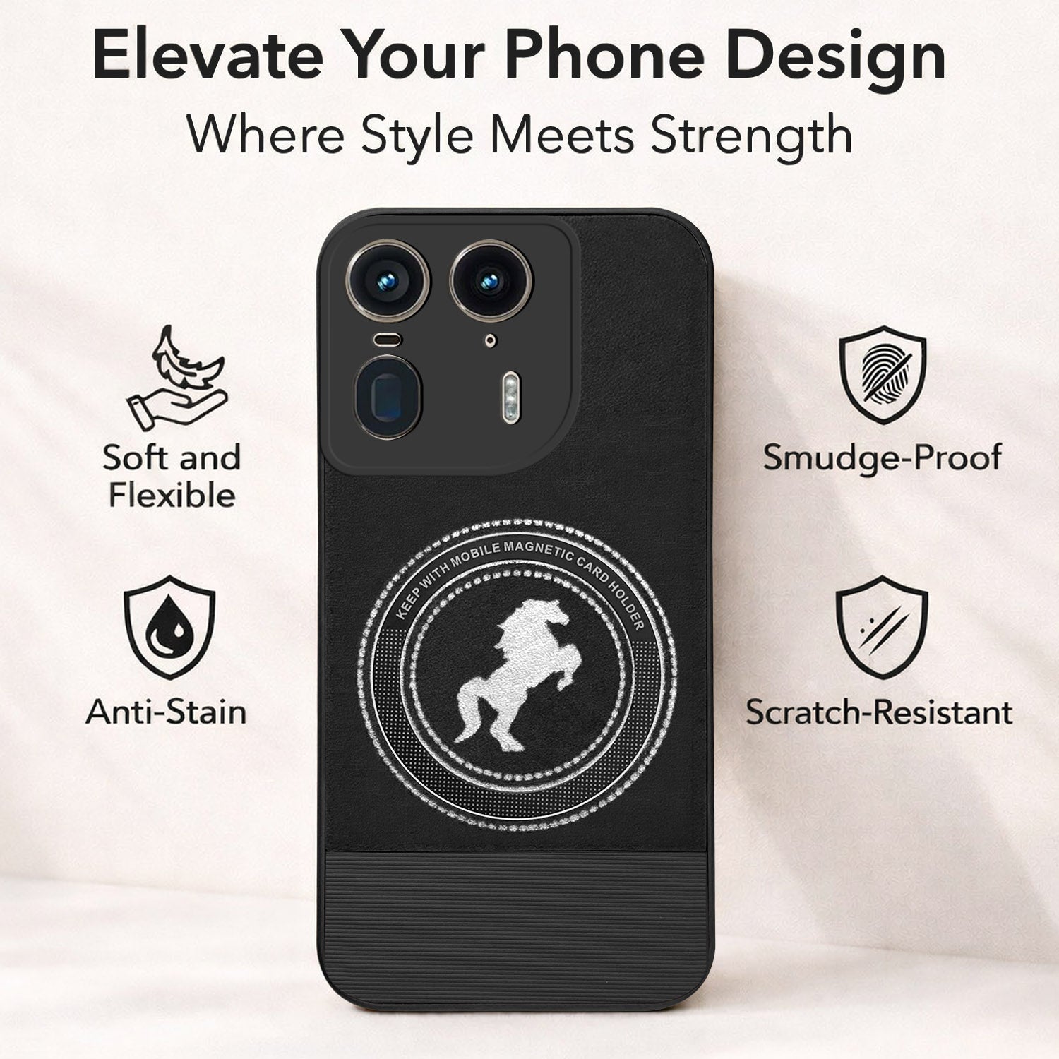 For Motorola Moto Edge 50 Ultra 5G Back Cover Case PU Leather Finish (Professional Minimalist Texture | MagSafe Compatile | Camera Protection | Sleek Sober Formal)