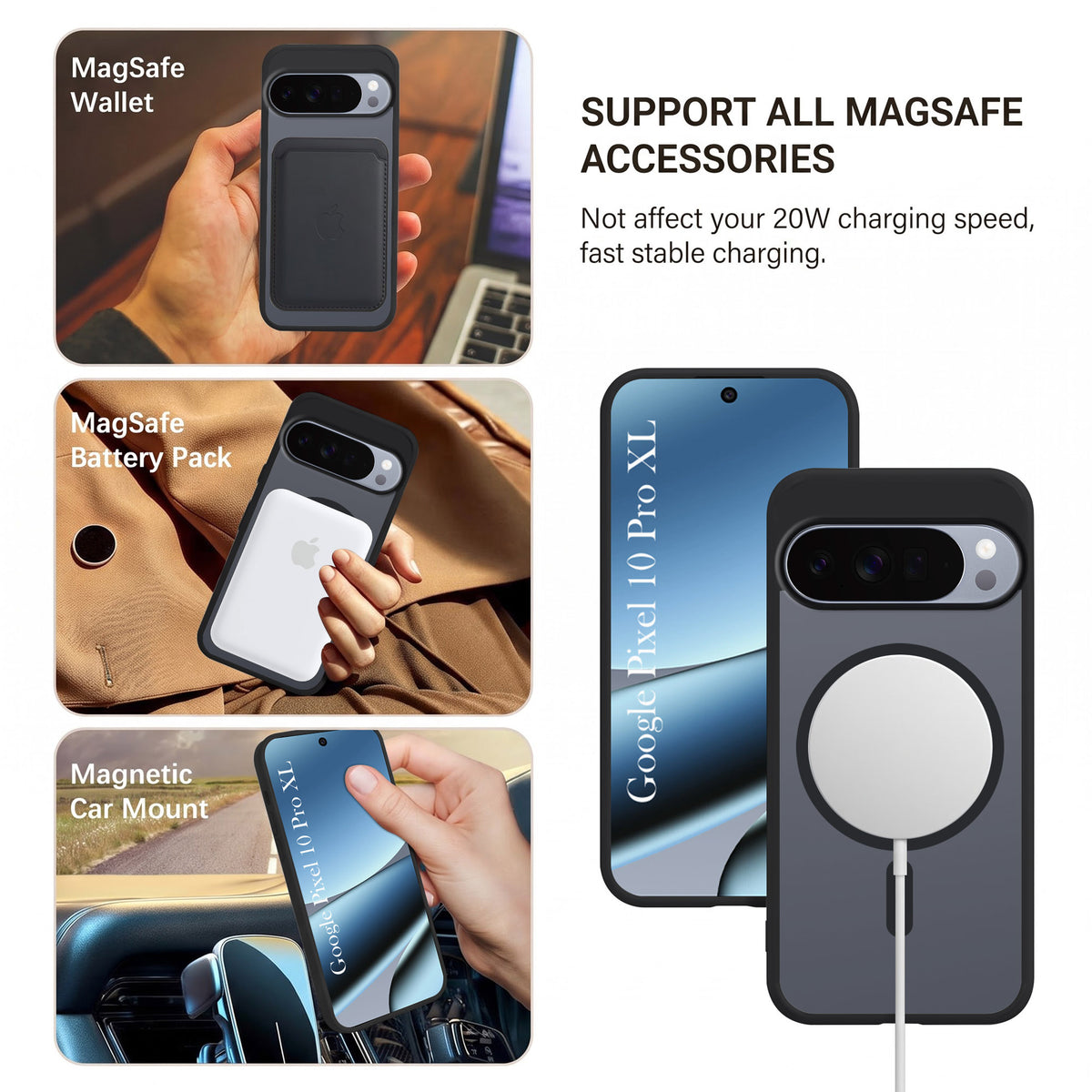For Google Pixel 10 Pro XL Matte Finish Back Case Cover (MagSafe Compatible | Translucent Soft Touch | Slim and Unbreakable)