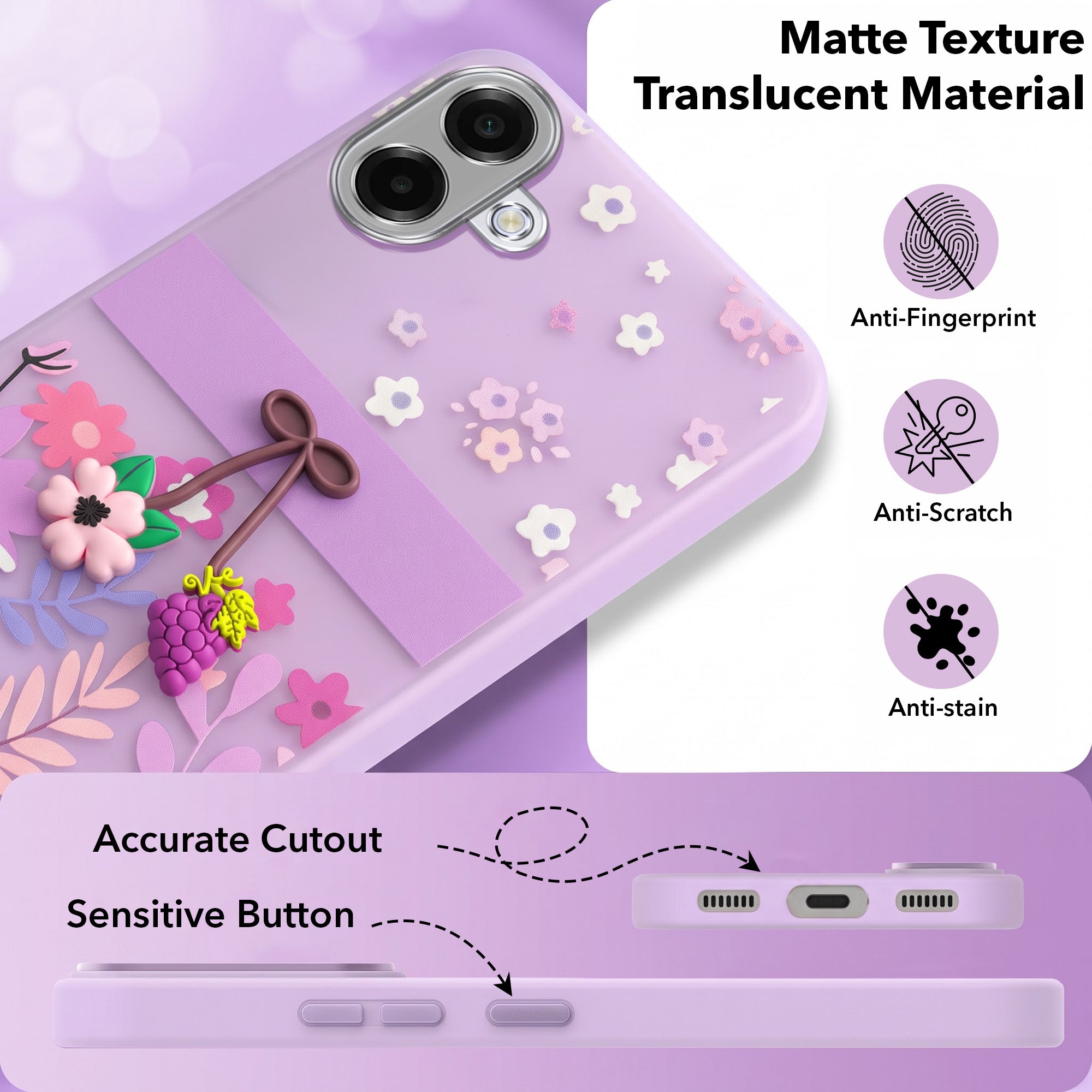 For Samsung A07 5G | F70e 5G Back Cover Case (3D Cute Cartoons | Hard Back Side Soft | Matte Premium Finish | HD Printing)