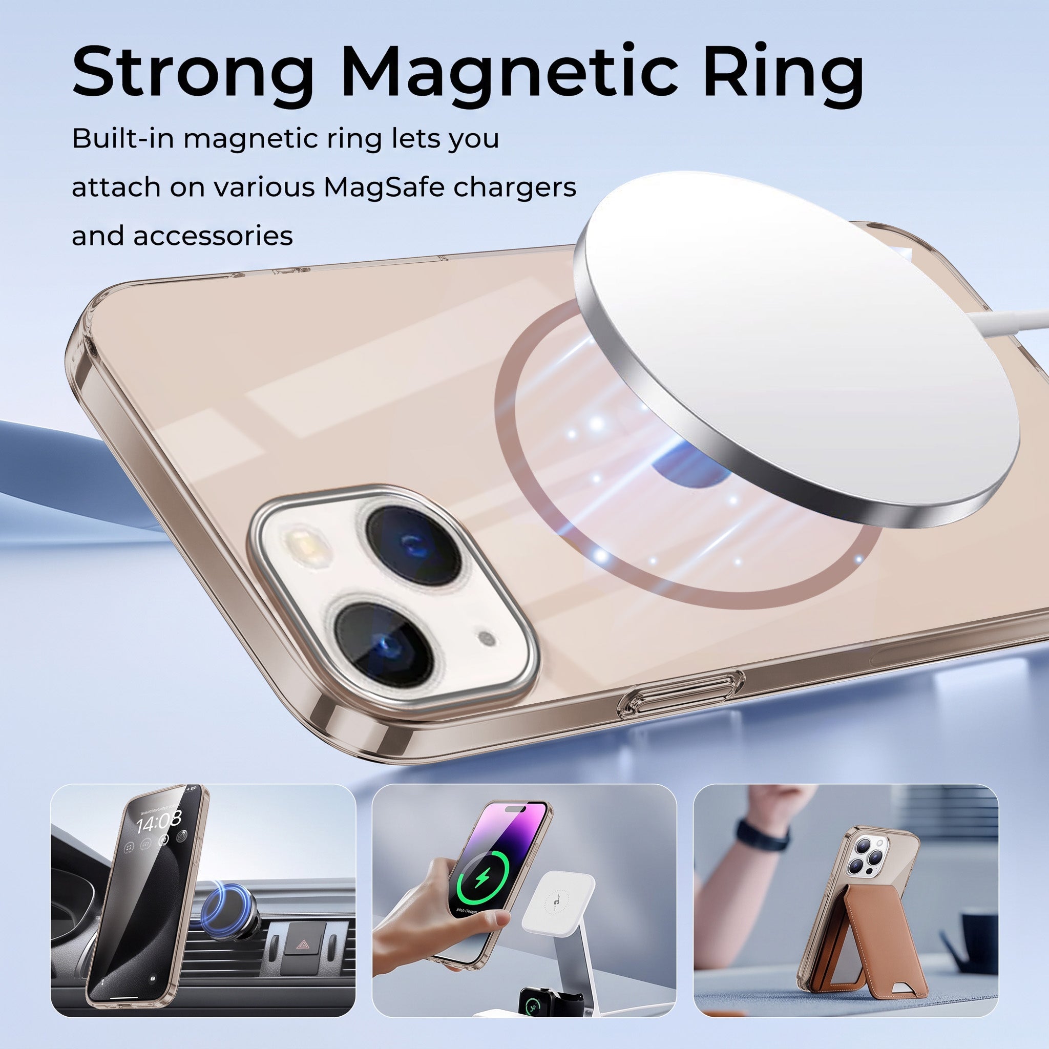 For Apple iPhone 13 Back Case Cover Crystal Anti Yellow (Unbreakable PC | MagSafe Wireless Charging Support |Camera Protection Bump)