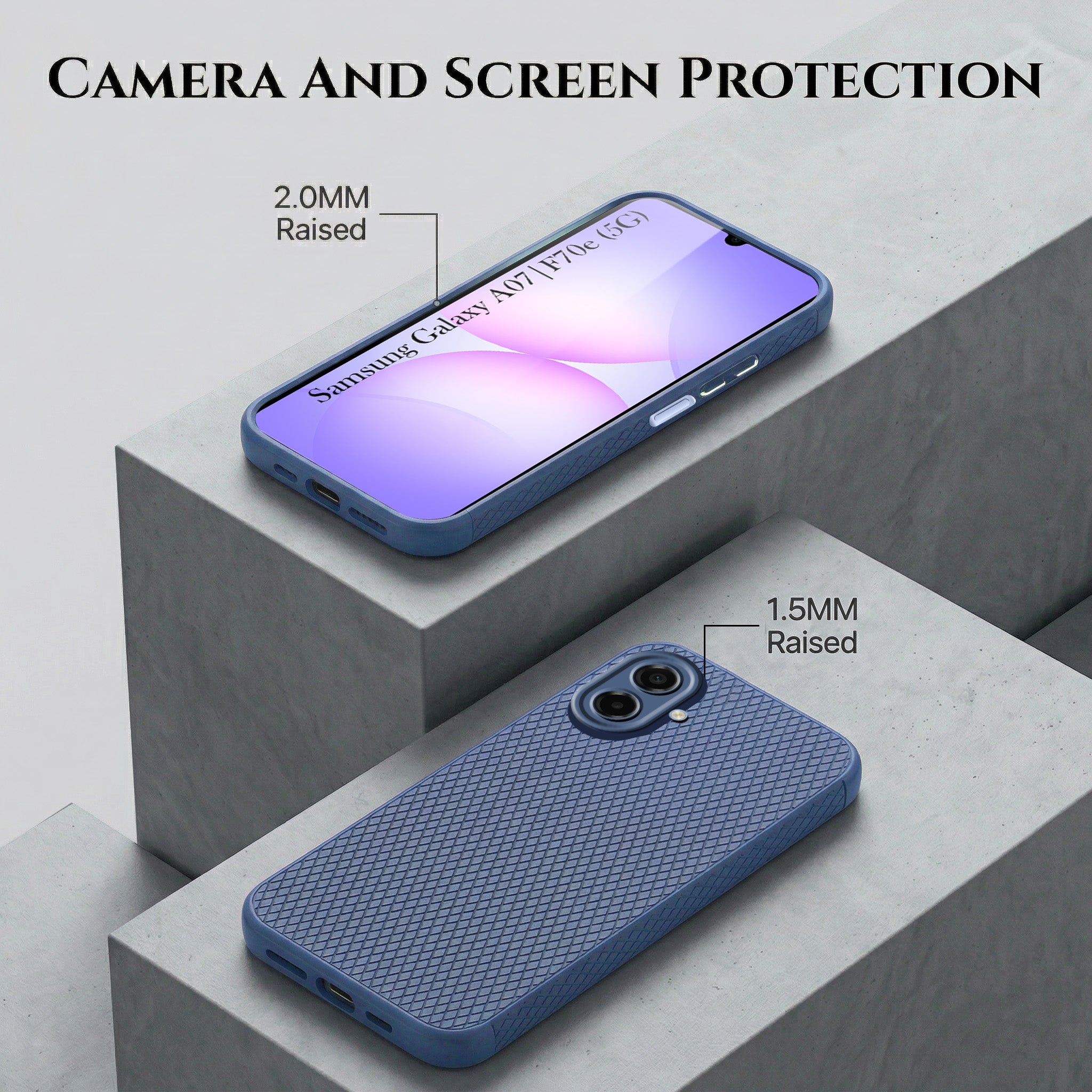 For Samsung Galaxy A07 5G | F70e 5G Combo with Back Cover and 9H Tempered Glass (Liquid Silicone | Camera Protection | Oleophobic Coating Screen Glass)