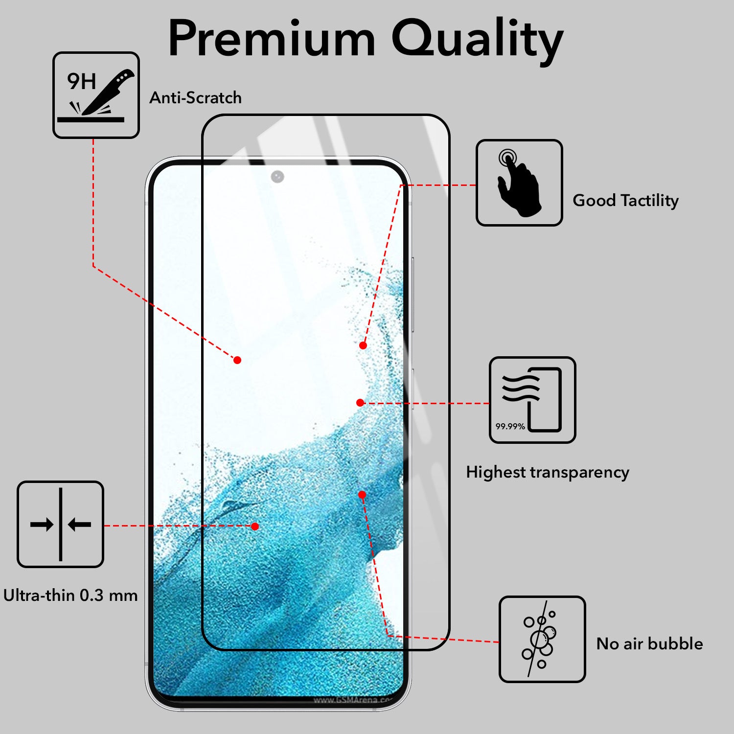 (Pack of 2) Tempered Glass For Samsung Galaxy S22 5G Military-Grade Gorilla Screen Protector With Installation Kit | Shatterproof, Full Coverage, HD Clear, Scratch Resistant