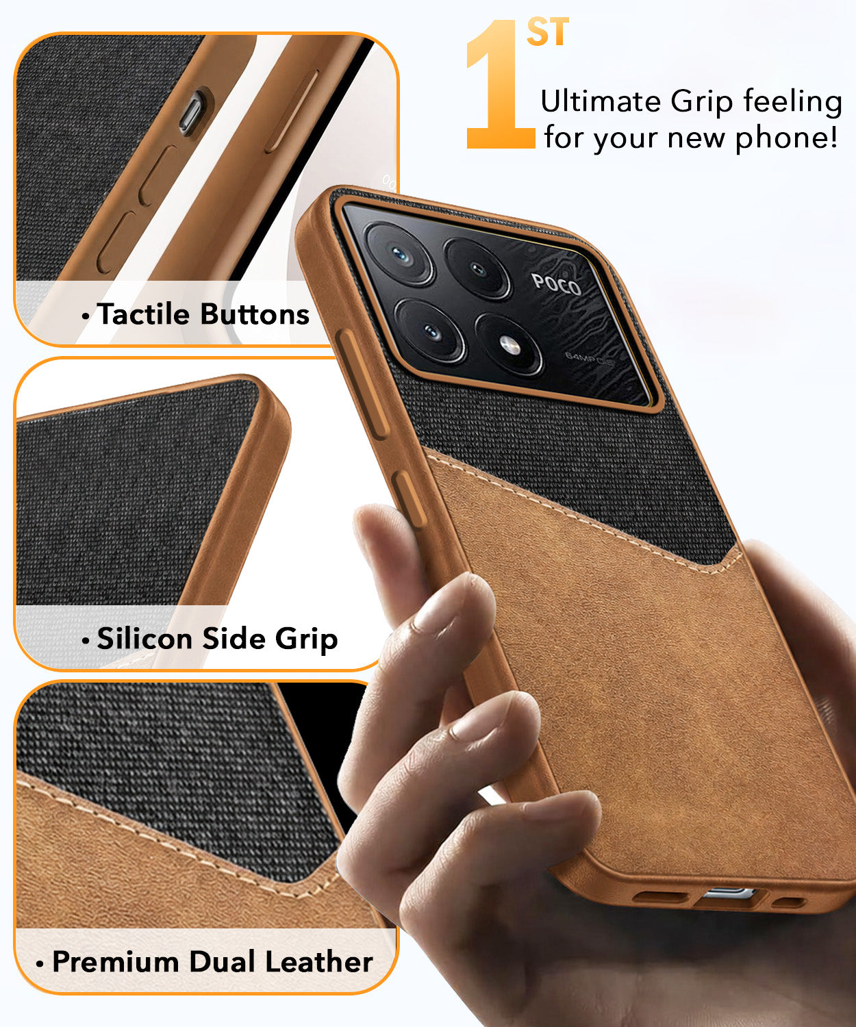 For Poco X6 Pro 5G Back Cover Case (Dual PU Leather Stitch | Professional Minimalist | Soft and Flexible)