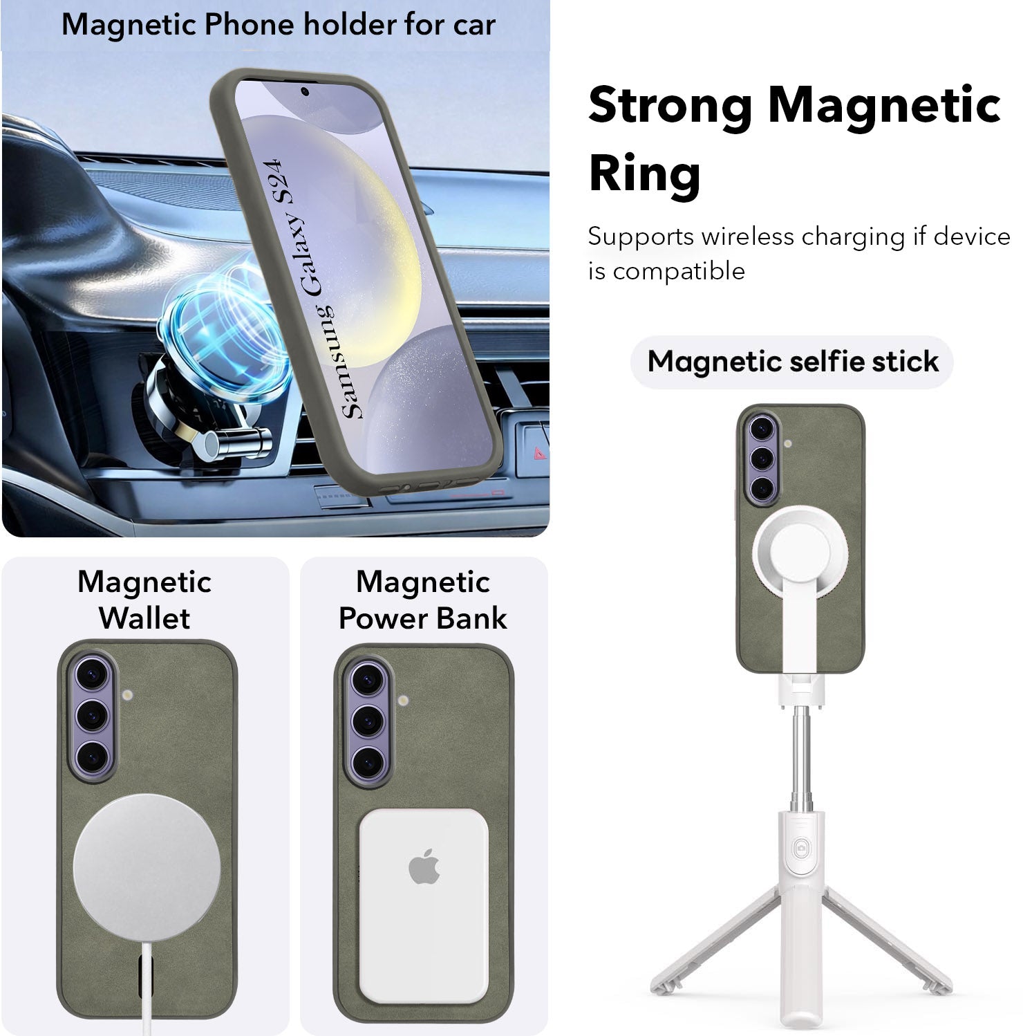 For Samsung Galaxy S24 Back Cover Case (Sleek Leather Finish | MagSafe Compatible Wireless Charging | Camera Bump Protection)