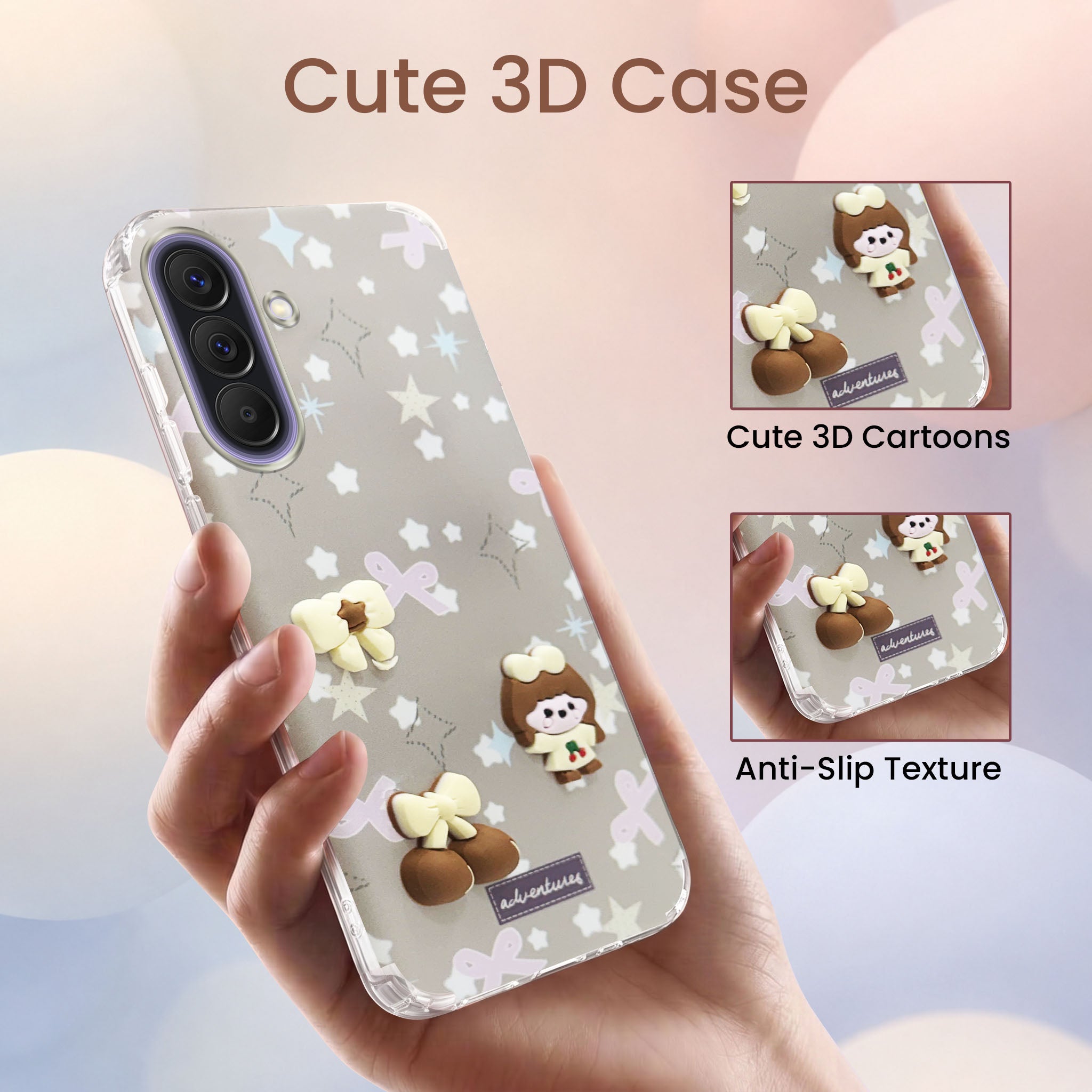 For Samsung Galaxy A57 5G Back Cover Case (3D Cute Cartoons | Hard Back Side Soft | Matte Premium Finish | HD Printing)
