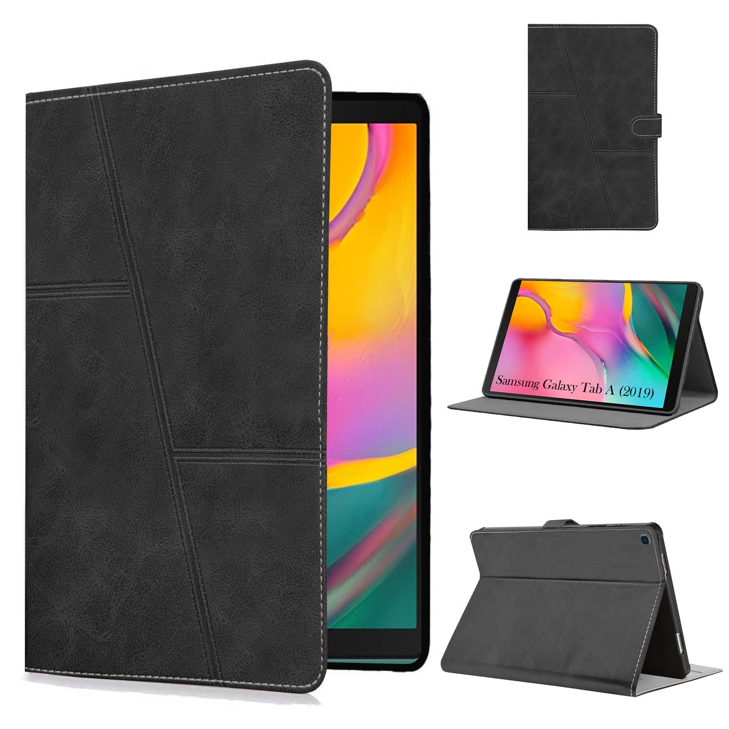 For Samsung Galaxy Tab A (2019) 10.1 Inch SM-T515/T510 Flip Cover Folio Case (PU Leather | Multi-Angle Smart Stand | Card Storage Slots | Silicone Back Pouch)