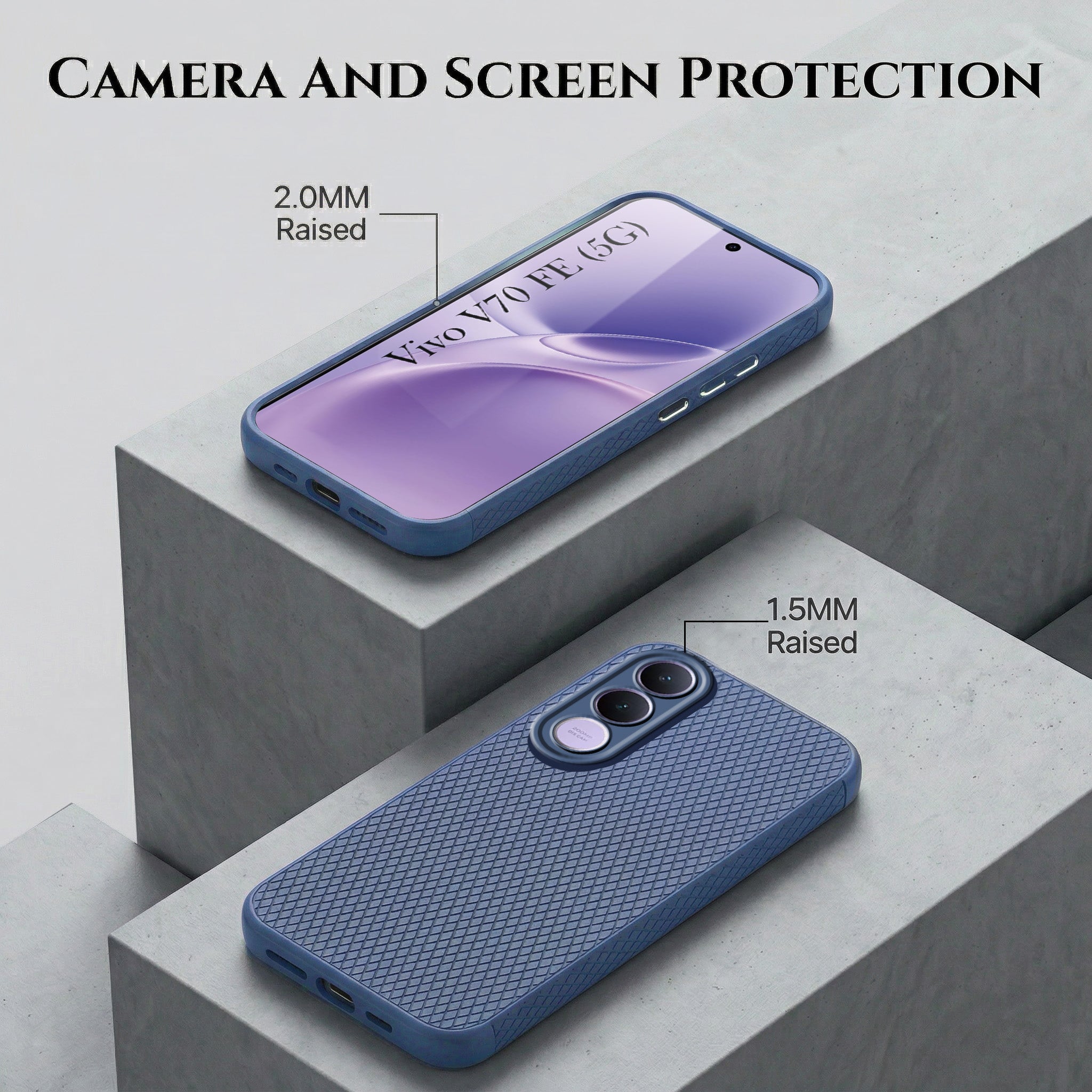For Vivo V70 FE 5G Combo with Back Cover and 9H Tempered Glass (Liquid Silicone | Camera Protection | Oleophobic Coating Screen Glass)