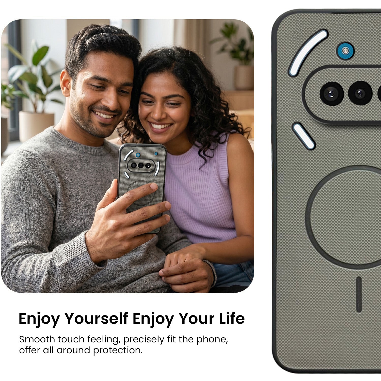 For Nothing Phone 3A Back Cover Case PU Leather (Texture Grip Design | Professional Minimalist | Camera Protection | Soft and Flexible)