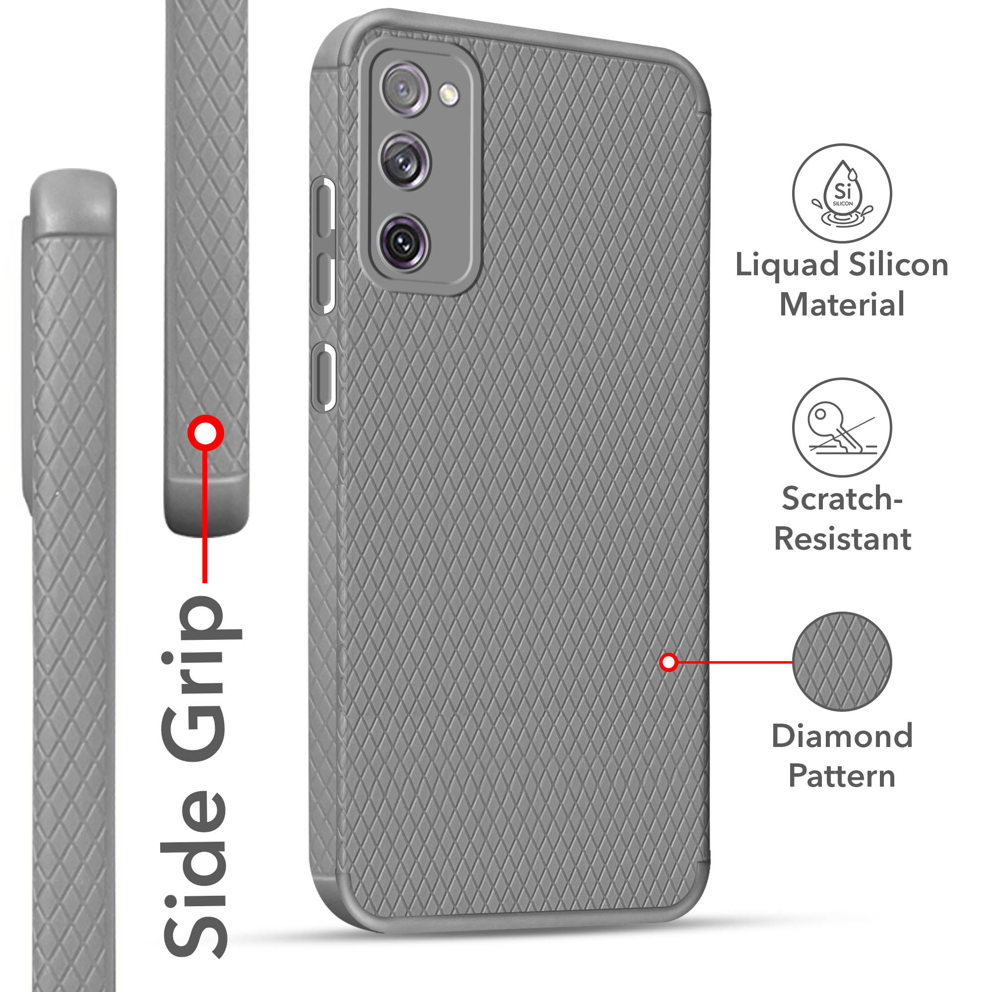 For Samsung Galaxy S20 FE 4G | S20 FE 5G Back Cover Case (Liquid Silicone | Side Grip | Camera Protection)