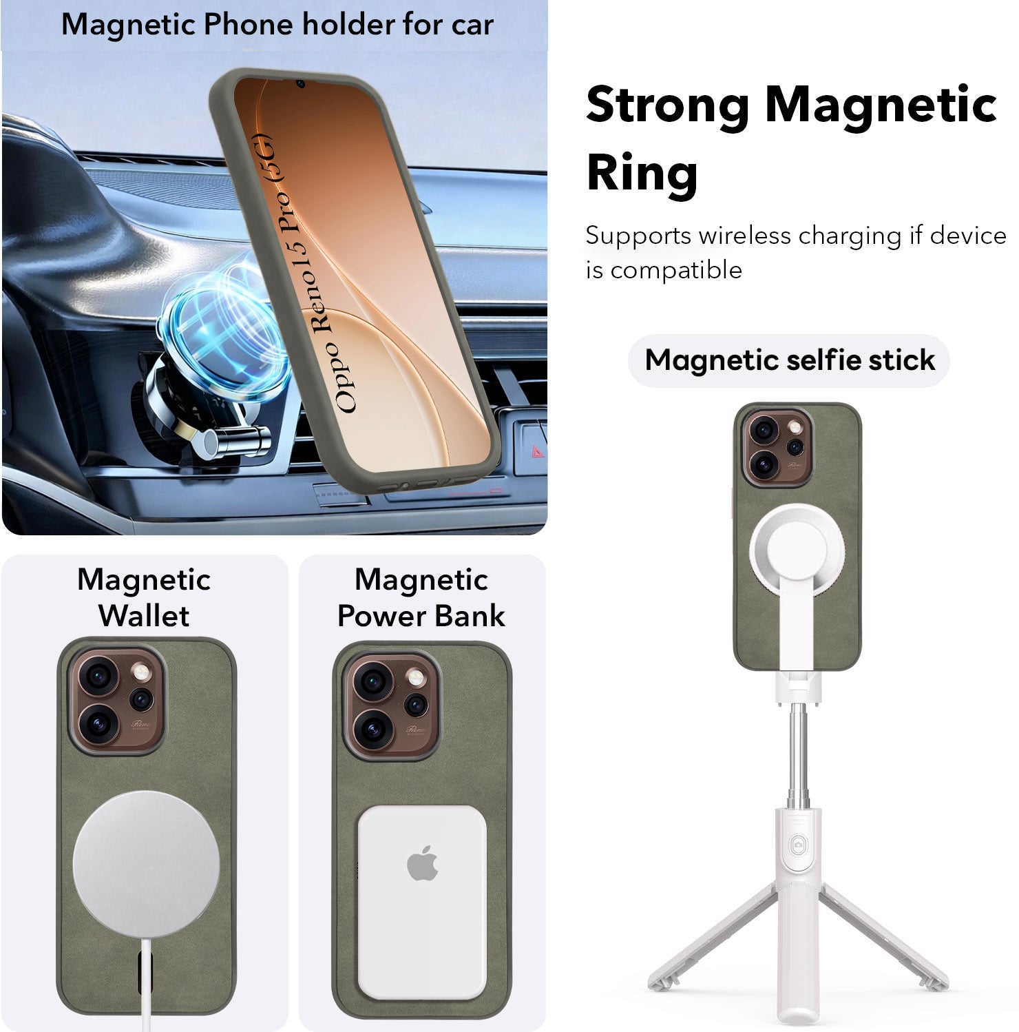 For Oppo Reno15 Pro 5G | Oppo Reno 15 Pro 5G Back Cover Case Leather Finish (MagSafe Compatible Wireless Charging | Soft Touch | Camera Bump Protection)