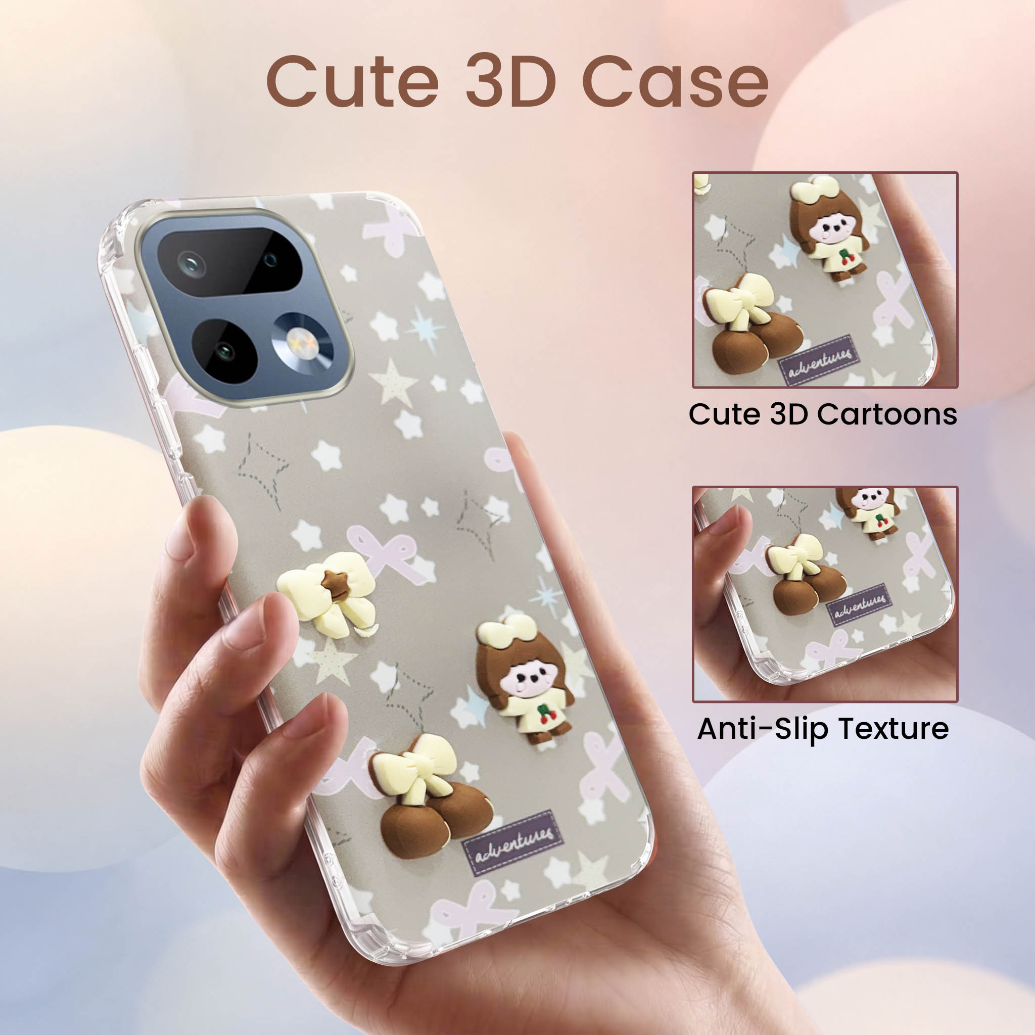 For Realme 16 Pro Back Cover Case (3D Cute Cartoons | Hard Back Side Soft | Matte Premium Finish | HD Printing)