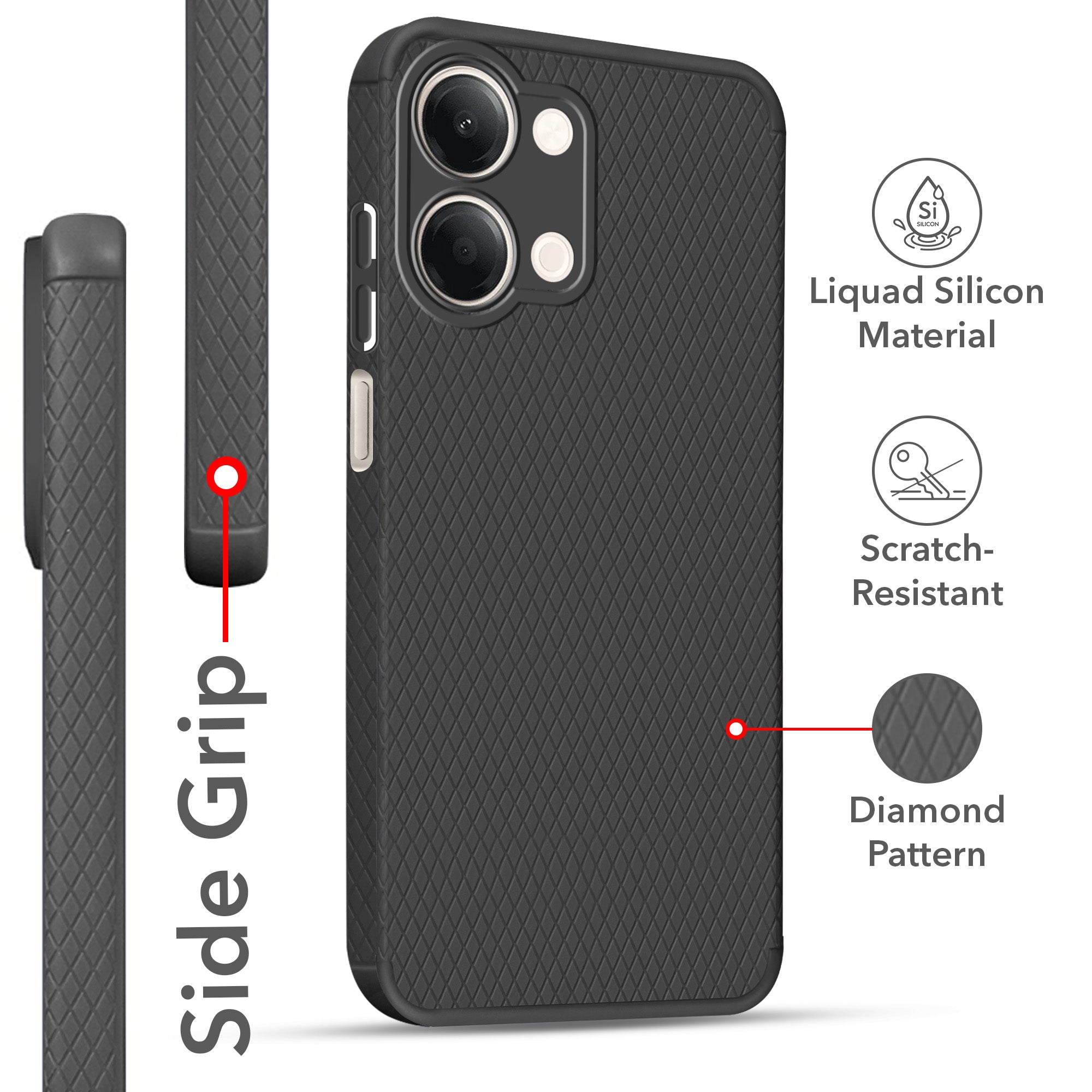 For Vivo Y05 (4G) | Vivo T5 Lite (5G) Back Cover Case Liquid Silicone (Camera Protection | Side Grip Texture | Soft and Flexible)
