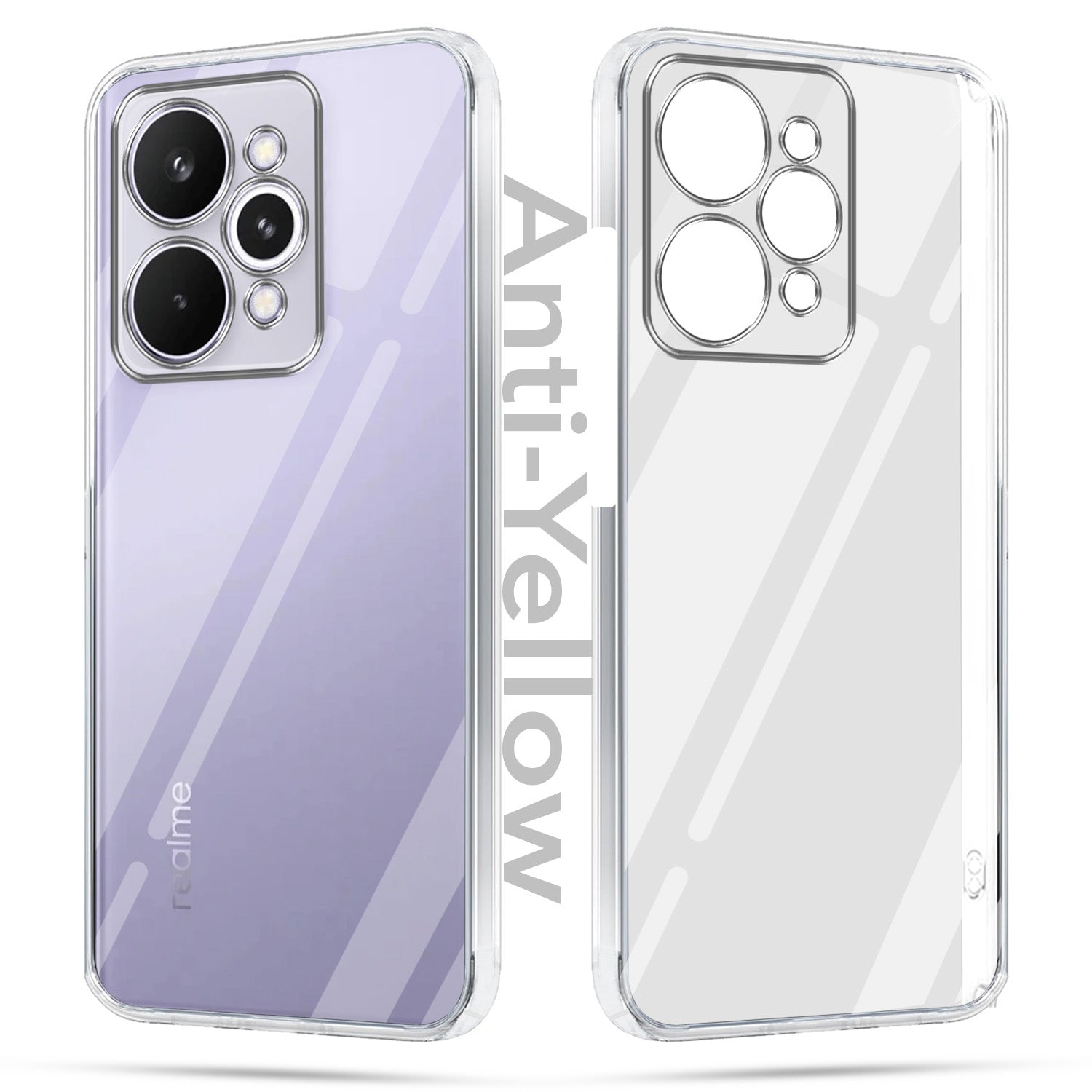 For  Realme 15 Pro Combo with Back Cover and 9H Tempered Glass (Lifetime Anti-Yellow | Sleek Hard Crystal | Oleophobic Coating Screen Glass)