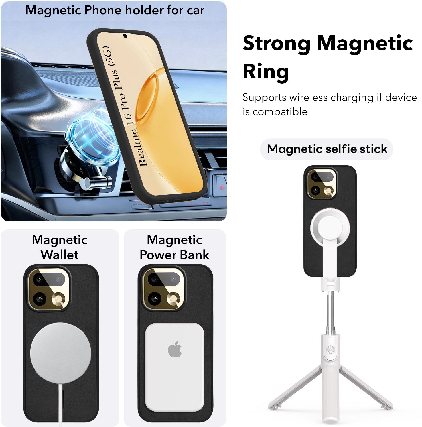 For Realme 16 Pro Plus 5G Back Cover Case Leather Finish (MagSafe Compatible Wireless Charging | Soft Touch | Camera Bump Protection)