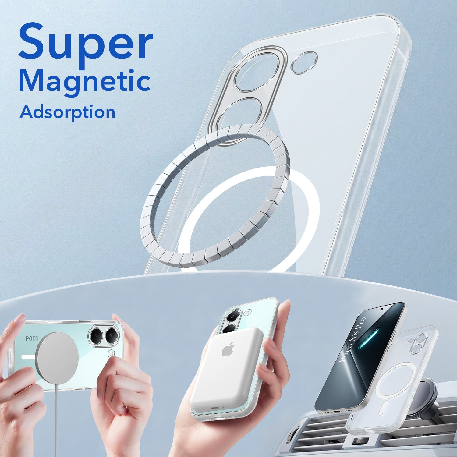For Poco X8 Pro Back Cover Case Lifetime Anti-Yellow MagSafe Compatible Clear (Sleek Hard Crystal | Shockproof and Camera Protection)