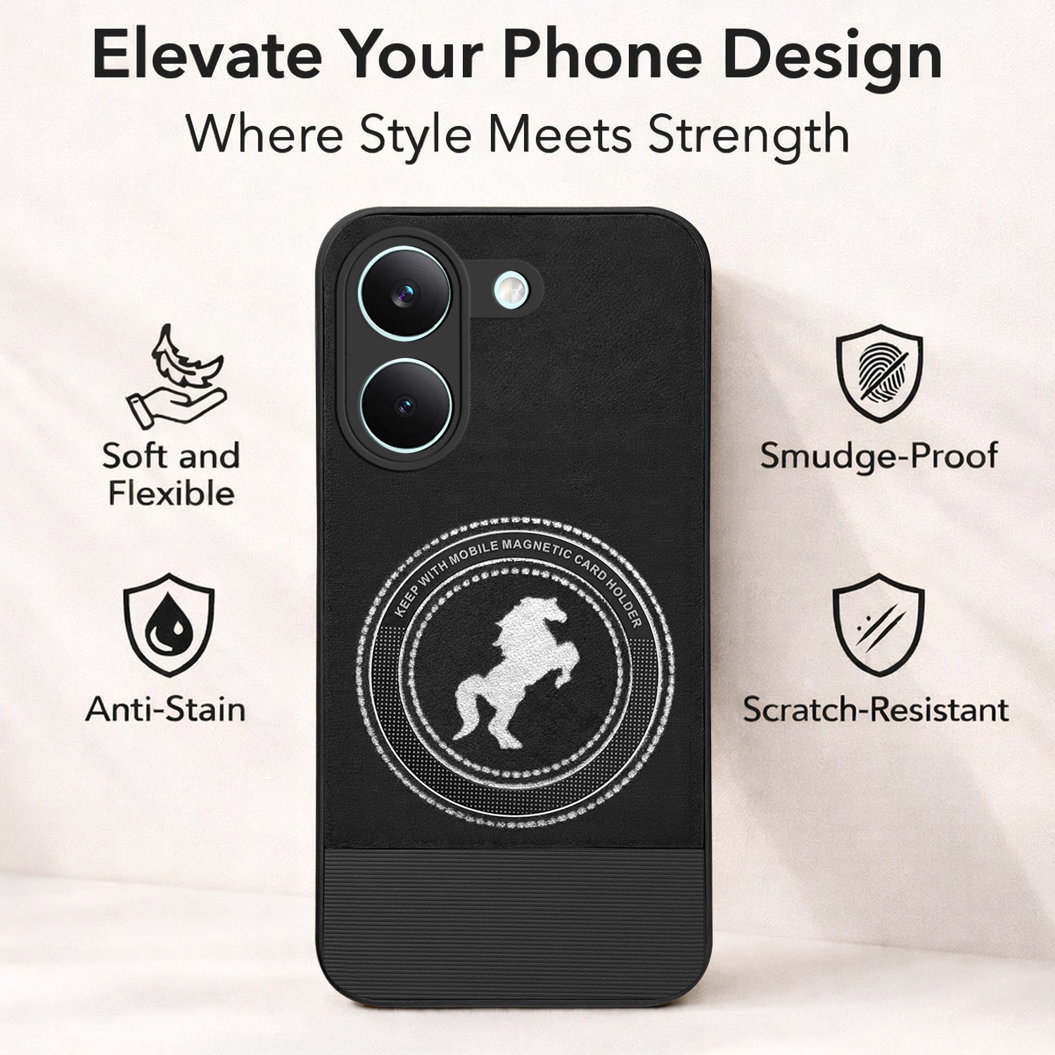 For Poco X8 Pro Back Cover Case PU Leather Finish (Professional Minimalist Texture | MagSafe Compatile | Camera Protection | Sleek Sober Formal)