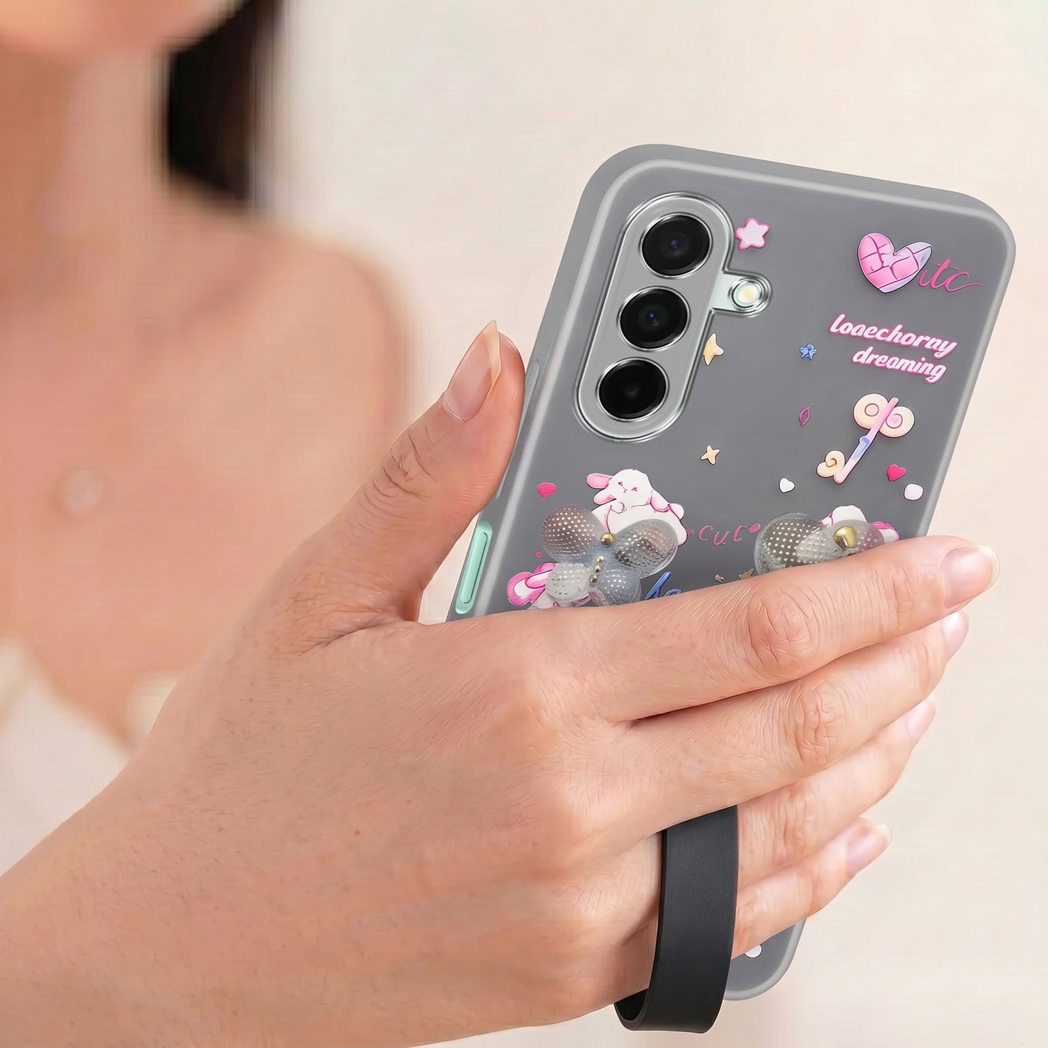 For Samsung Galaxy A26 5G Back Cover Case (3D Cute Heart Strap Holder | Camera Protection | Designer Girls Print)