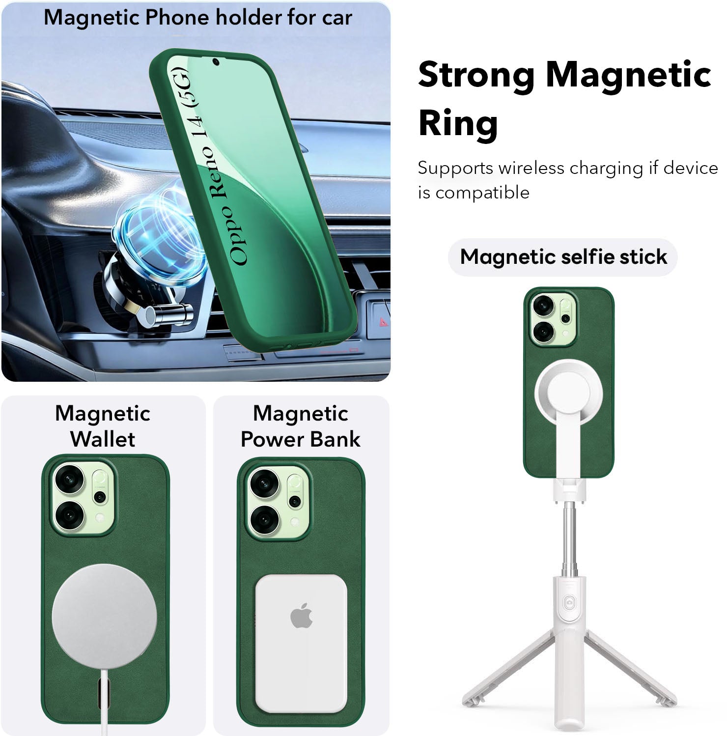 For Oppo Reno14 5G | Oppo Reno 14 5G Back Cover Case Leather Finish (MagSafe Compatible Wireless Charging | Soft Touch | Camera Bump Protection)