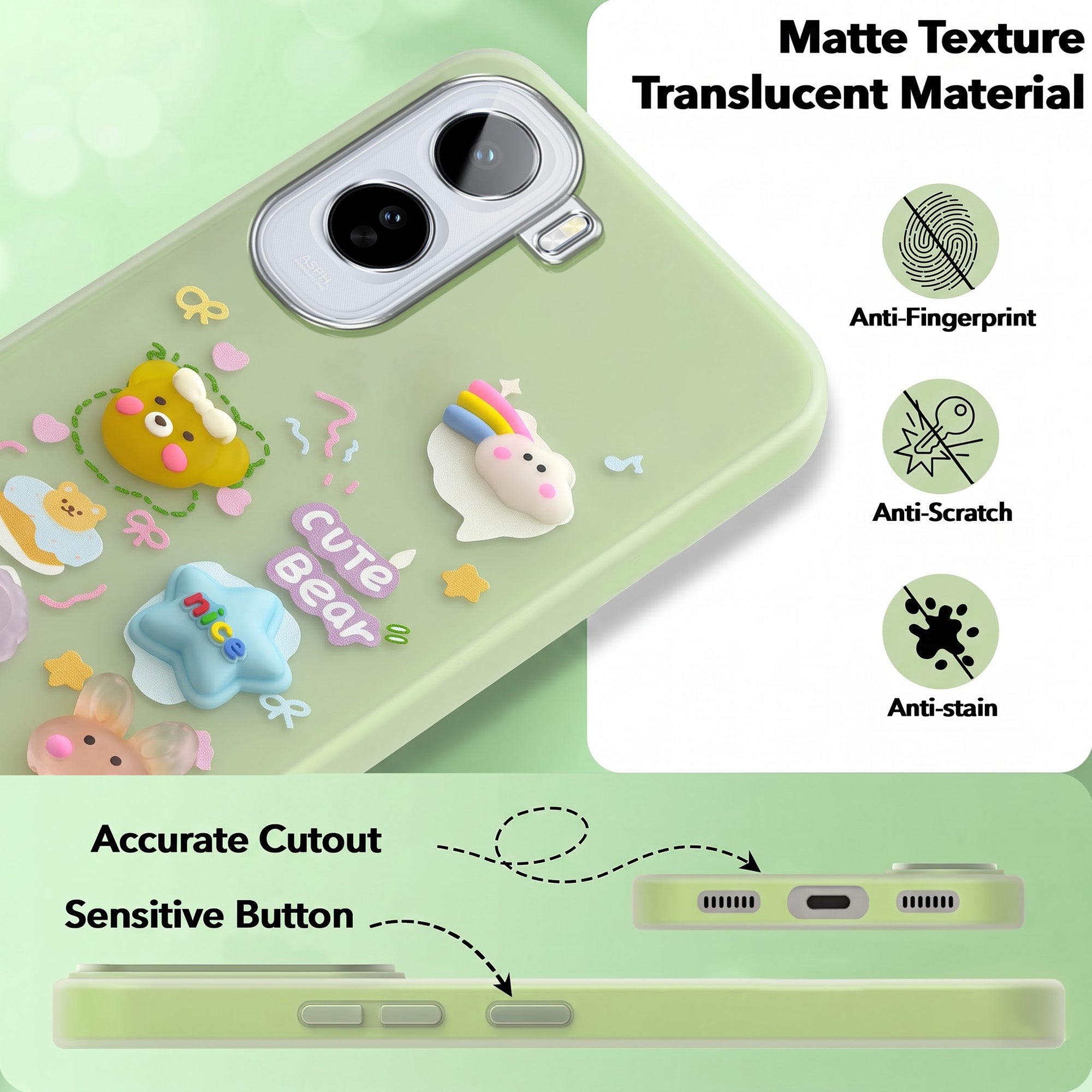 For Vivo T5 Pro 5G Back Cover Case (3D Cute Cartoons | Hard Back Side Soft | Matte Premium Finish | HD Printing)