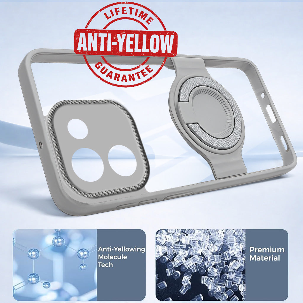 For Vivo T3 Pro Back Cover Case with stand (Built-in Ring Holder Kickstand | Lifetime Anti Yellow | Camera Protection)