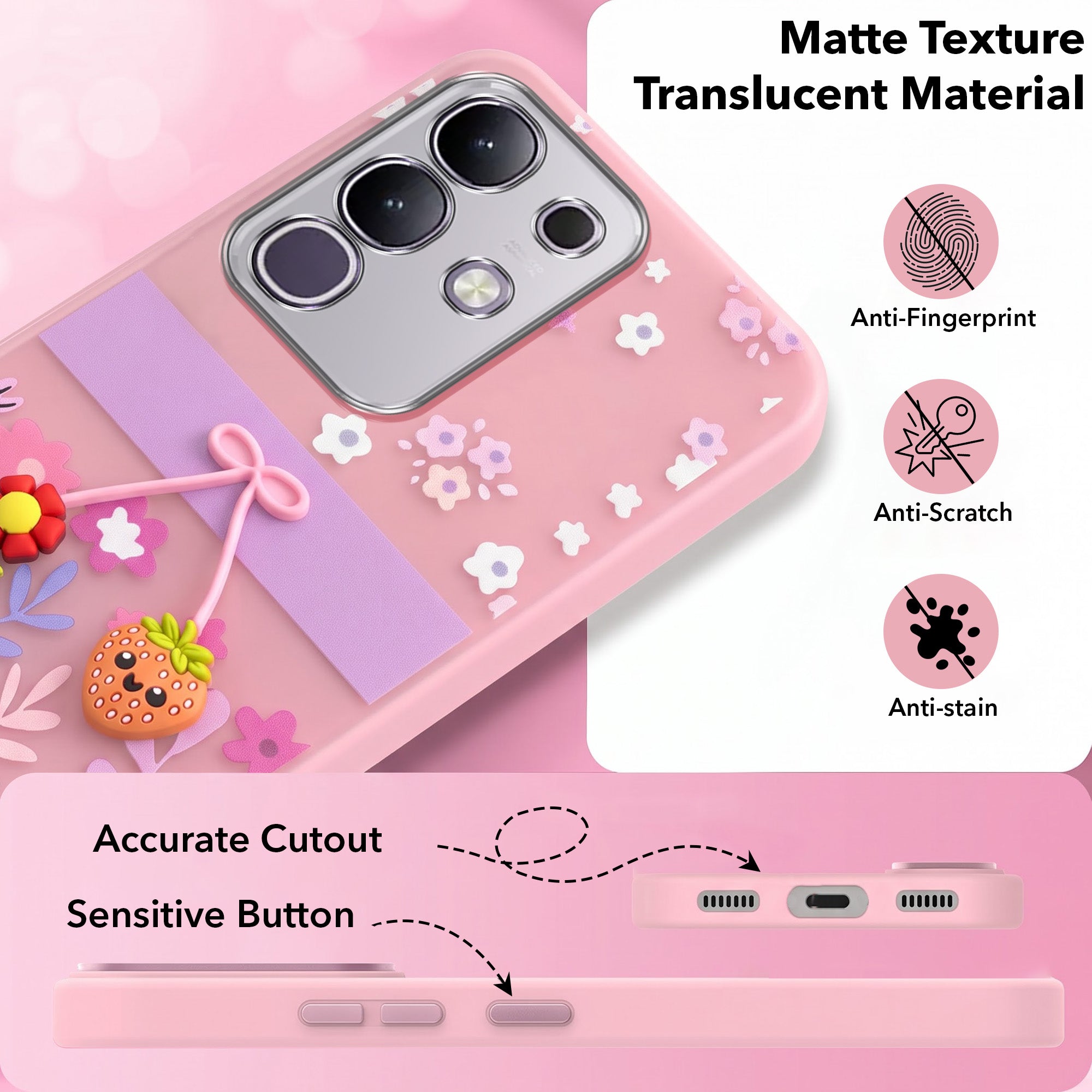 For Vivo T4x | Vivo Y31 Pro Back Cover Case (3D Cute Cartoons | Hard Back Side Soft | Matte Premium Finish | HD Printing)