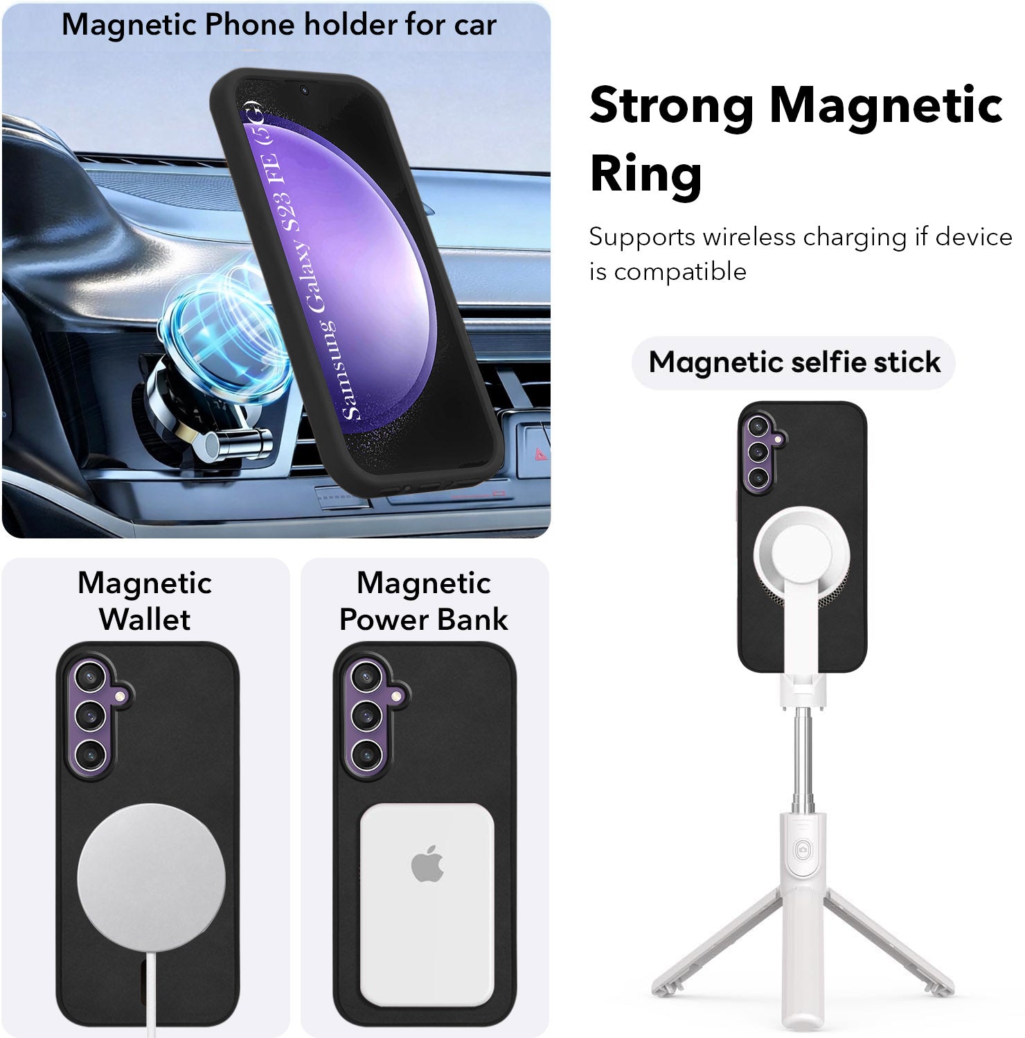 For Samsung Galaxy S23 FE 5G Back Cover Case Leather Finish (MagSafe Compatible Wireless Charging | Soft Touch | Camera Bump Protection)