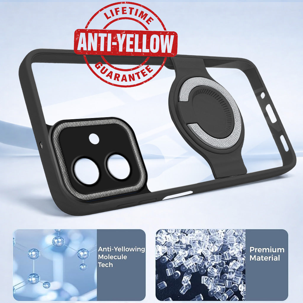 For Samsung Galaxy M07 | Samsung Galaxy F07 Back Cover Case with stand (Built-in Ring Holder Kickstand | Lifetime Anti Yellow | Camera Protection)