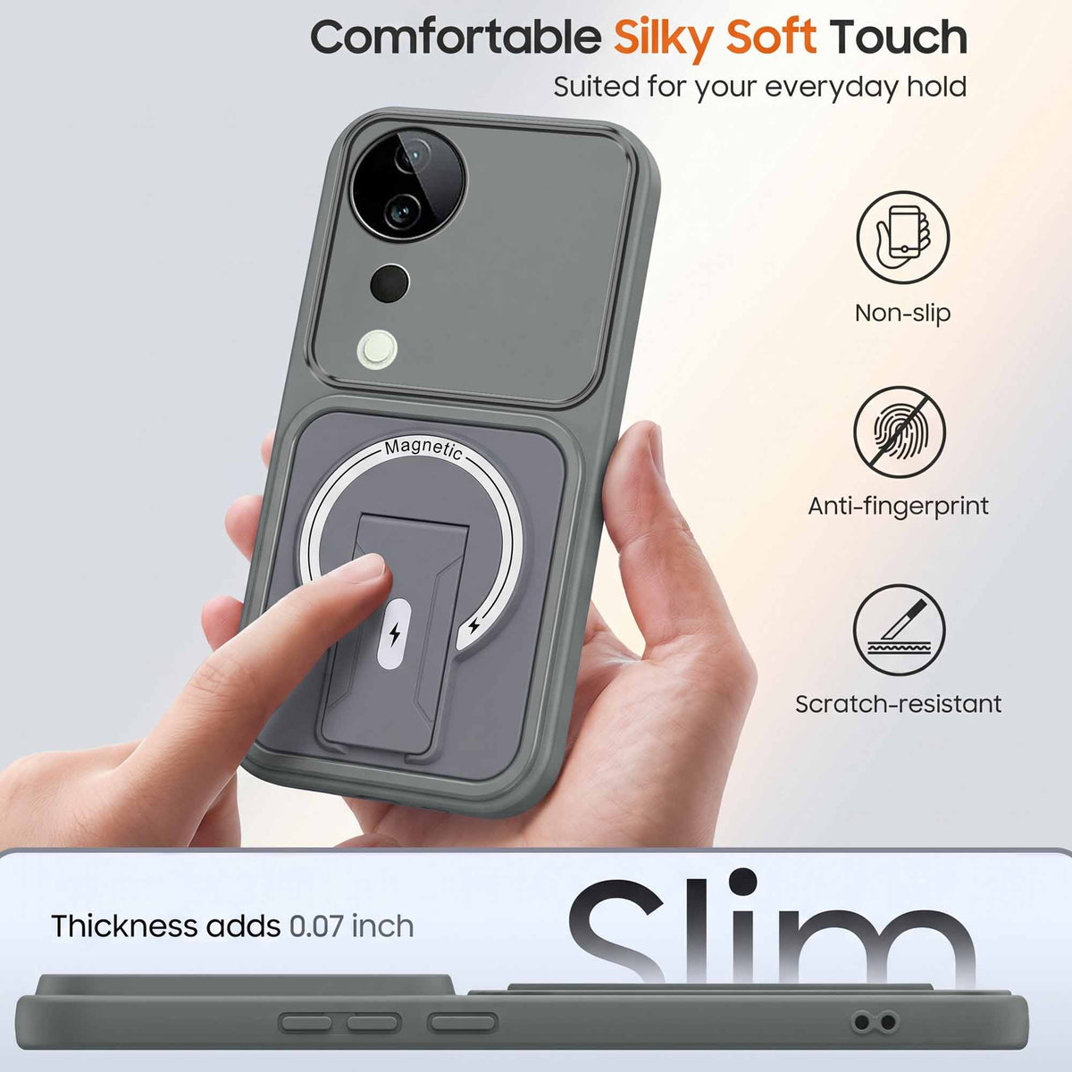 For Vivo T3 Ultra Back Case Cover Metallic (Hybrid Armor Kickstand | MagSafe Compatible | Camera Protection Shockproof)