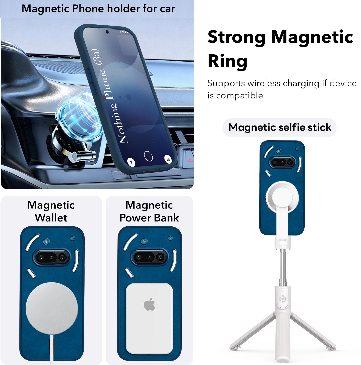 For Nothing Phone 3A 5G Back Cover Case Leather Finish (MagSafe Compatible Wireless Charging | Soft Touch | Camera Bump Protection)